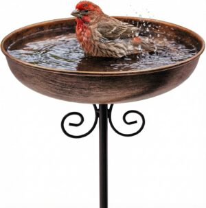 Small Metal Bird Bath for Outdoors,...
