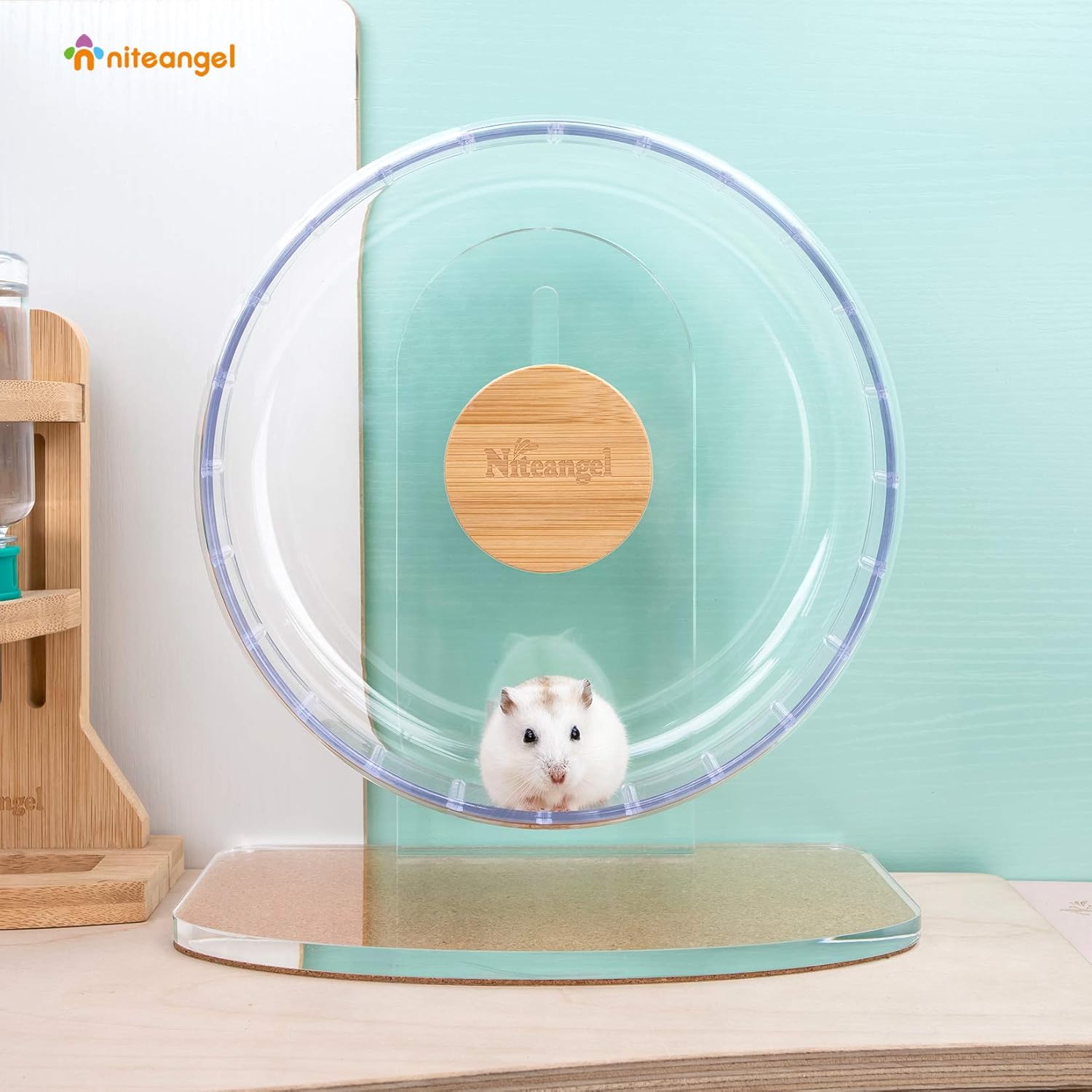 Niteangel Super-Silent Hamster Exercise Wheel: Quiet 8.2 inch Running Wheel | Can 9.1-11.8" Adjustable Height - No Bend Back Spinner Running for Dwarf Syrian Hamster Gerbils Mice Or Other Small Animal - Image 5