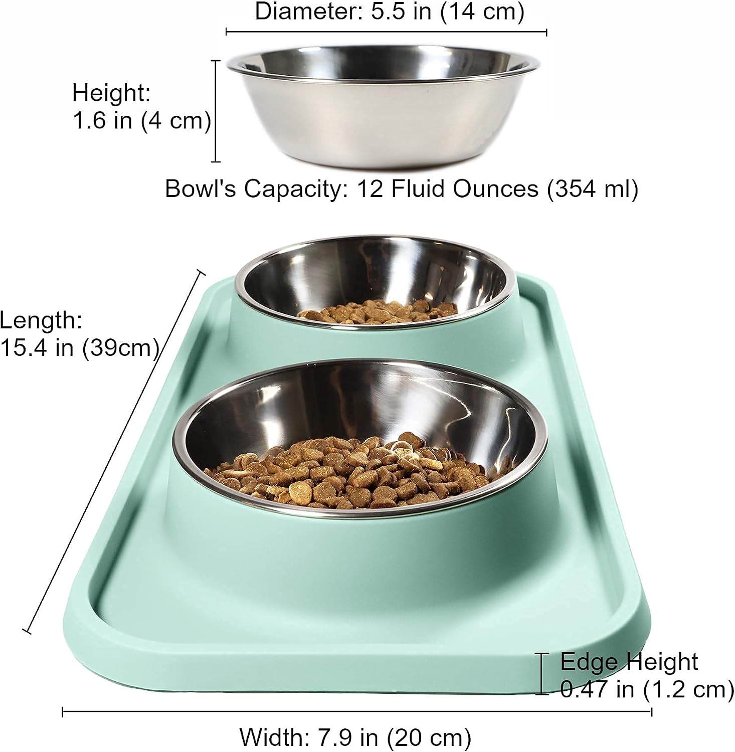 L.D.Dog Cat Food Bowls, Cat Bowls Non-Skid and Non-Spill Silicone Pads with PP Stand, Removable Stainless Steel Food and Water Dishes for Cats, Small Size Dogs - Image 5