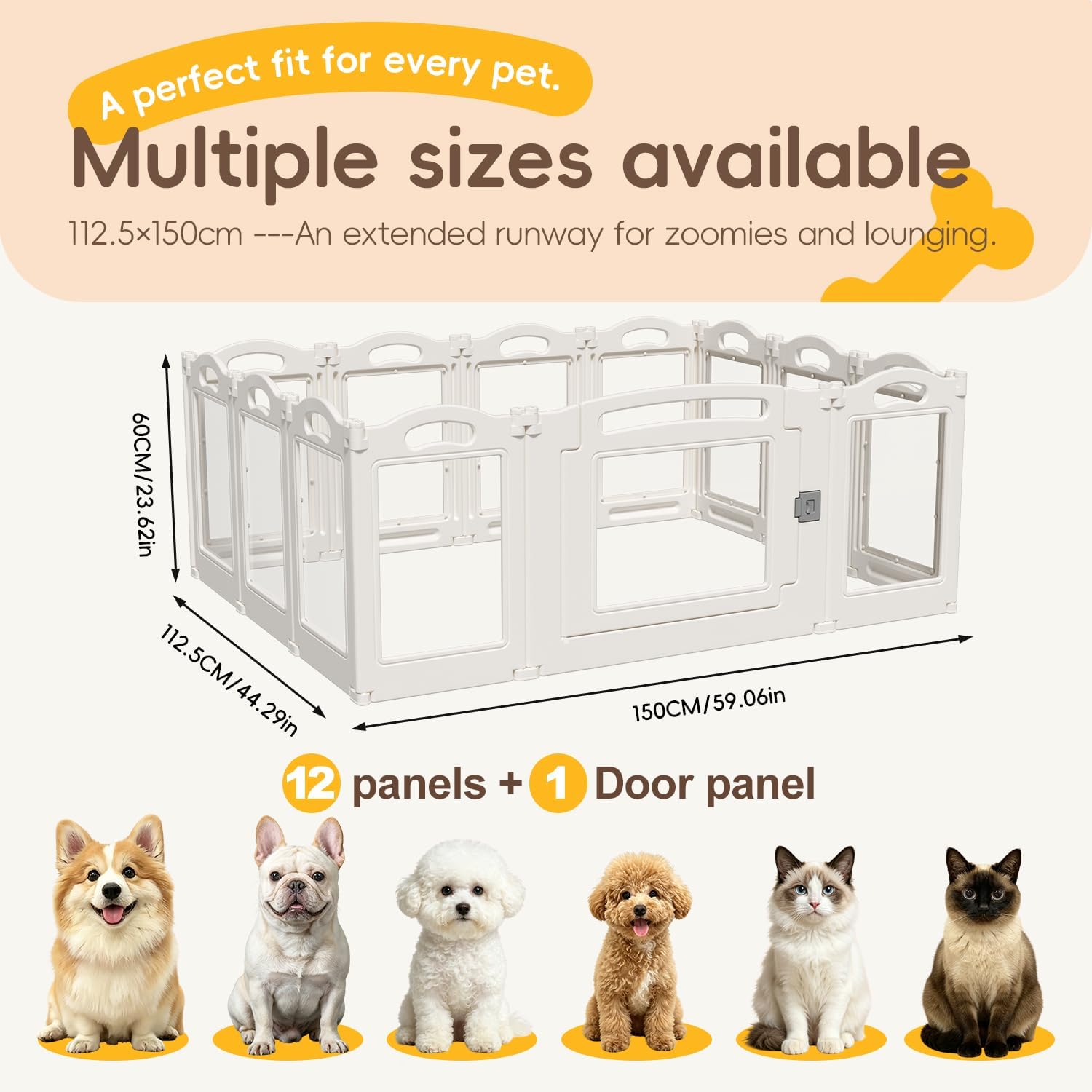 Foldable Clear Acrylic Dog Playpen with Door, 23.6" Acrylic Puppy Playpen, Easy Assemble Indoor Pet Fence with White Frame, Clear Dog Playpen for Puppies & Animal (White, 23.6‘H, 12 Panels + 1 Door) - Image 3
