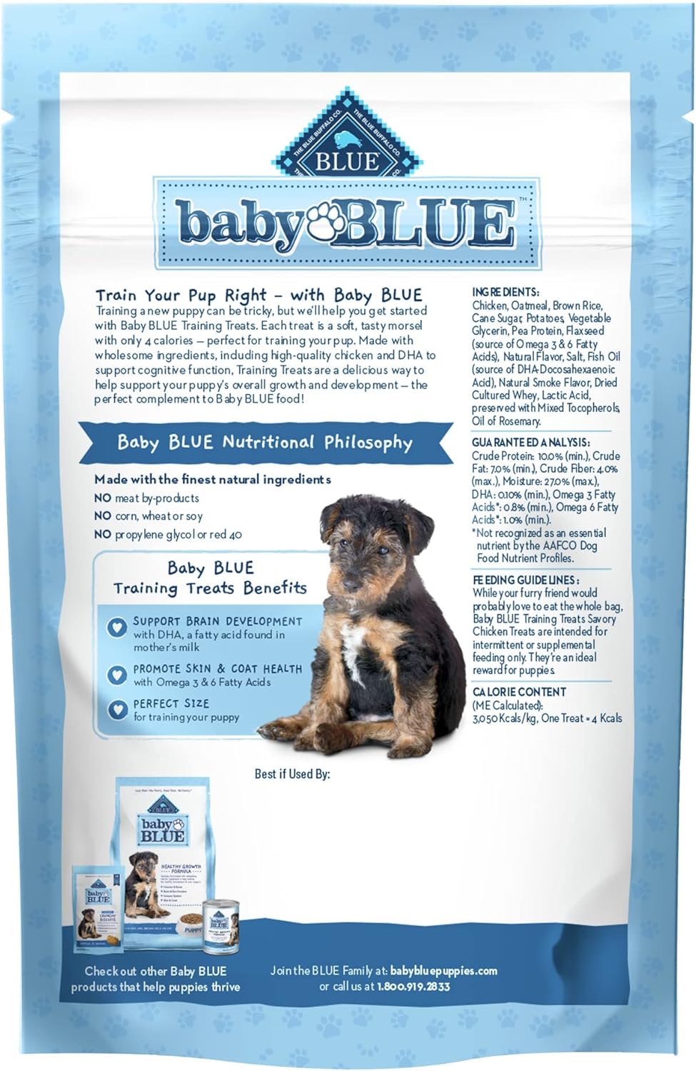 Blue Buffalo Baby Blue Training Treats Natural Puppy Soft Dog Treats, Savory Chicken 4-oz Bag - Image 2