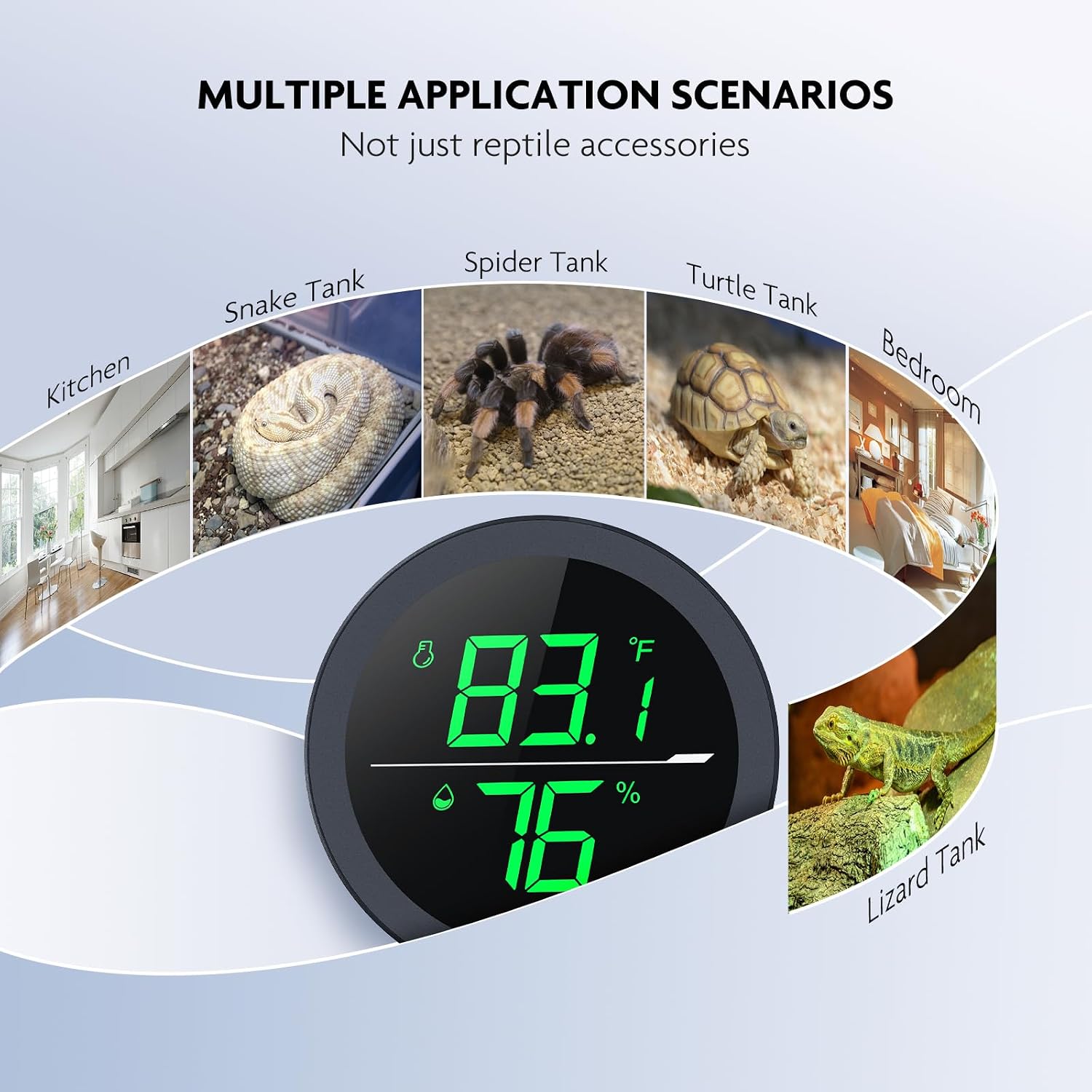 PAIZOO Real-time Display LED Digital Reptile Thermometer and Humidity Gauge | Always on Display, Button Control, Temperature Accuracy ±1 ℉ Thermometer for Reptile Tank with 55.2" Cable USB Power Supply - Image 6
