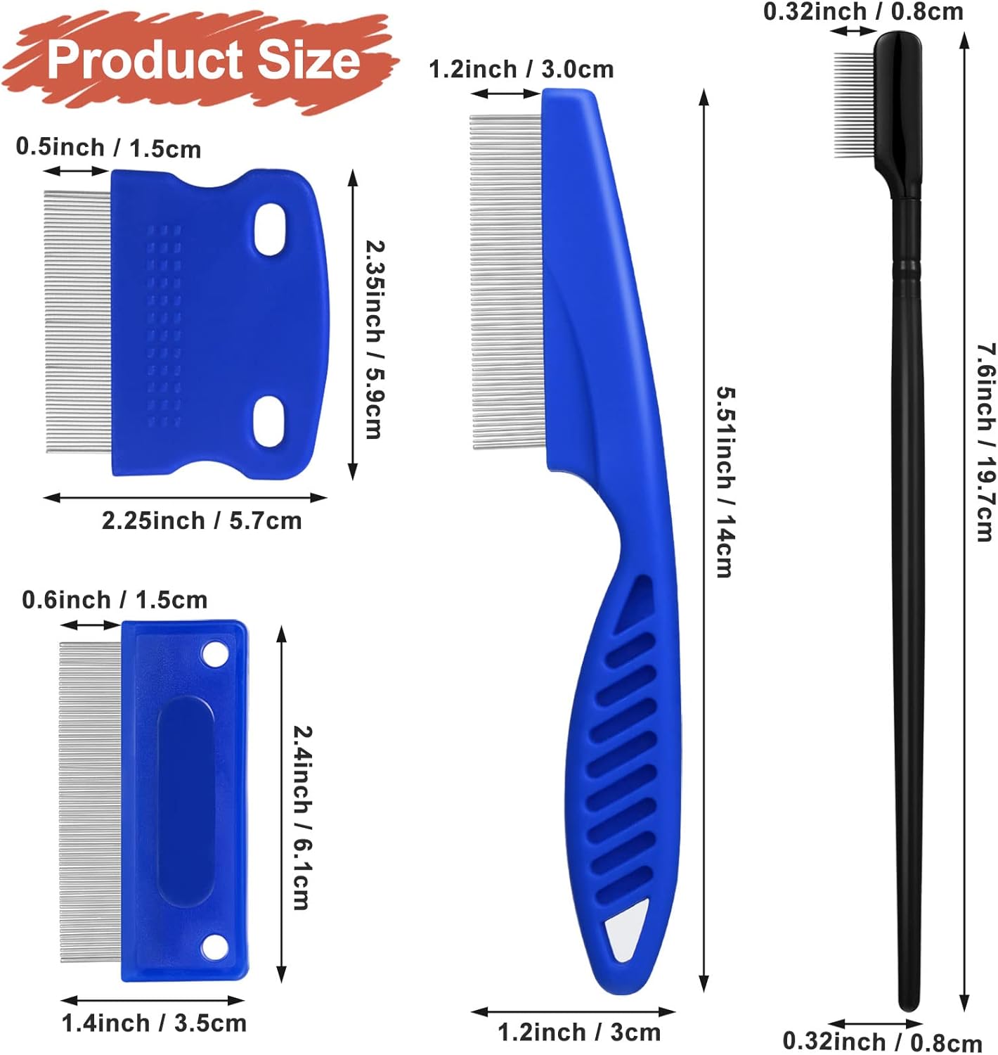 5 Pieces Dog Eye Combs Tear Stain Remover Combs Pet Grooming Comb for Small Dogs Gently Removing Eye Mucus and Crust (Blue, Black) - Image 2