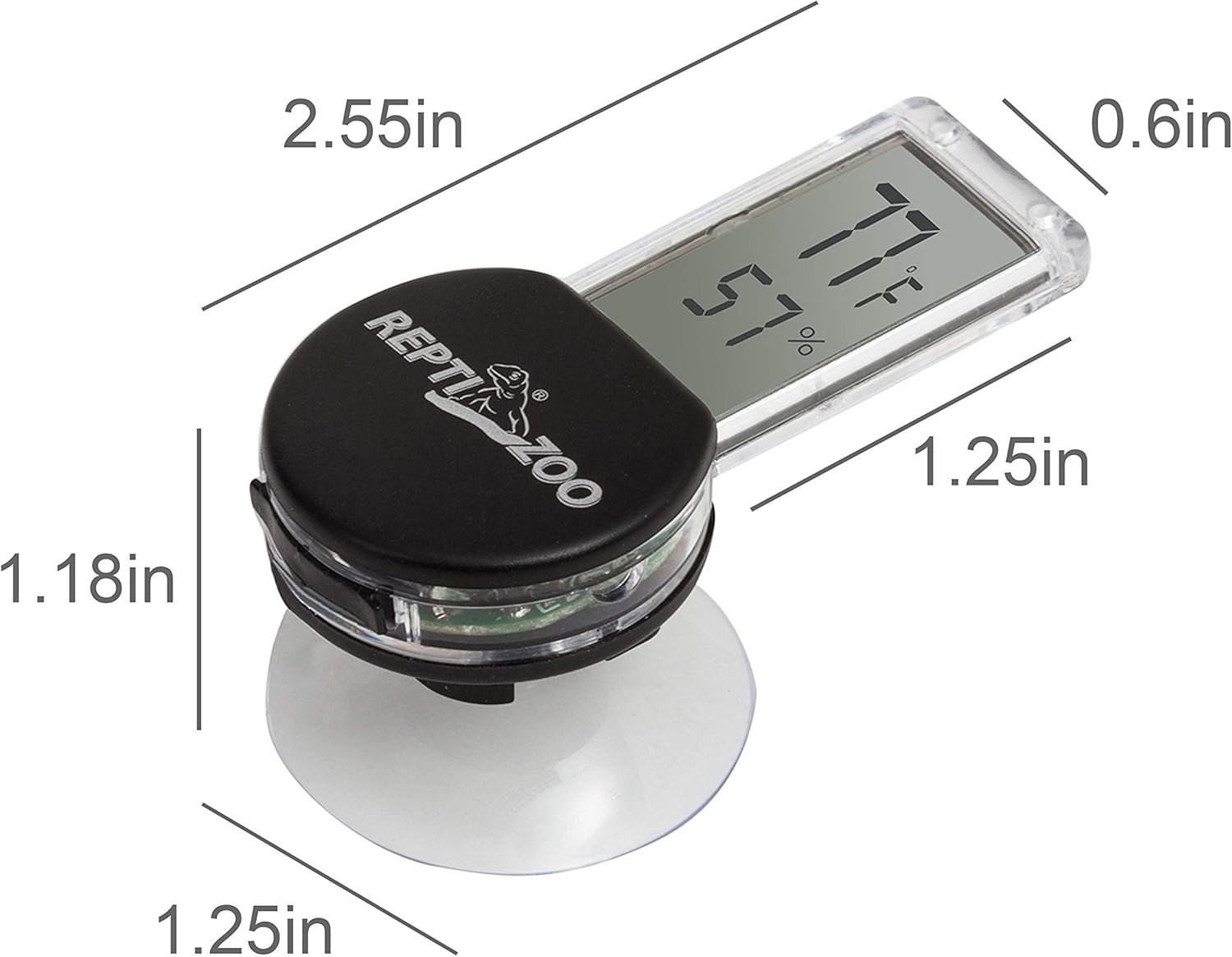 REPTI ZOO 2 Pack Reptile Terrarium Thermometer Hygrometer Digital Display Pet Rearing Box Reptiles Tank Thermometer Hygrometer with Suction Cup - Image 4