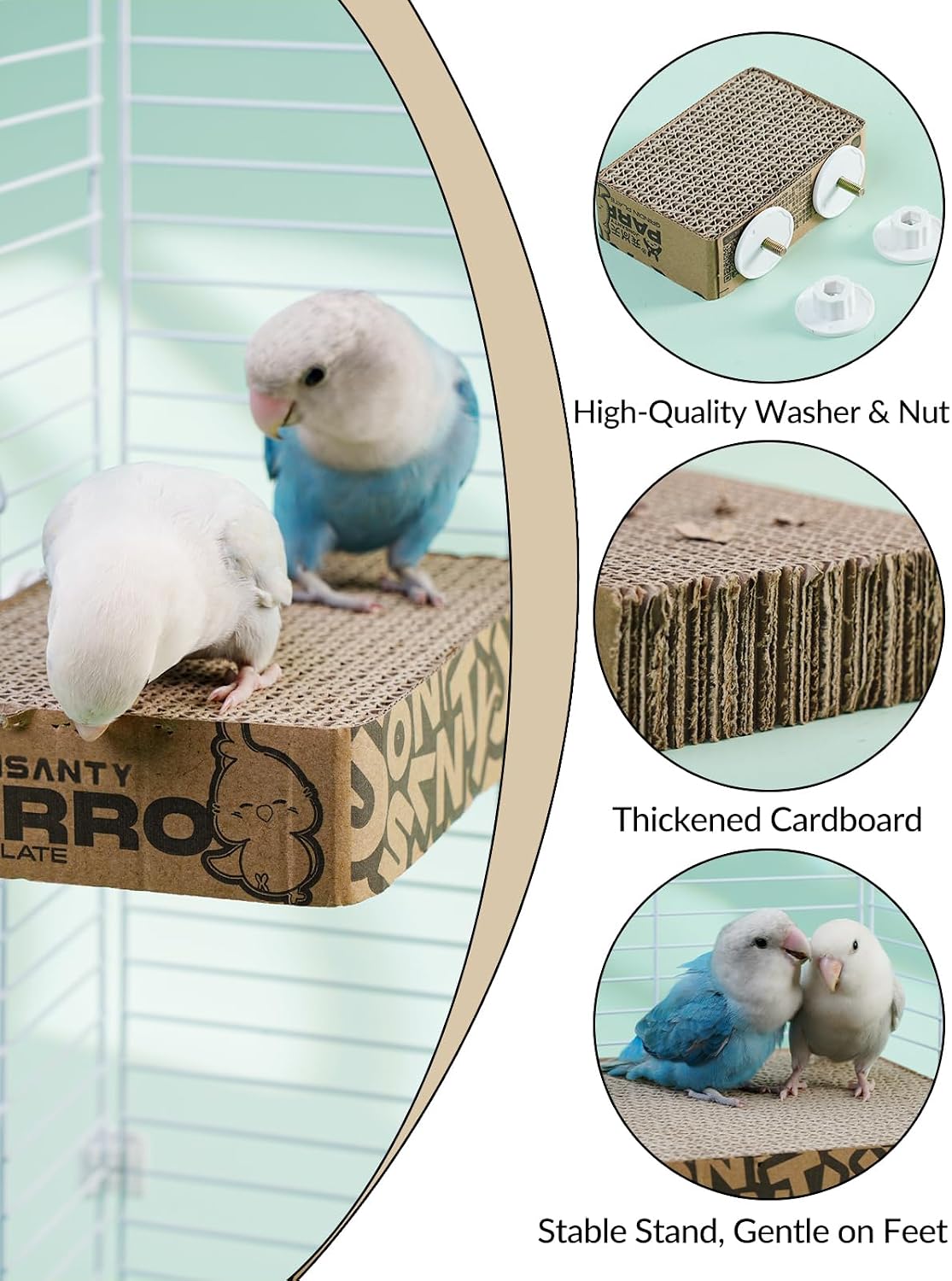7.3 Inch Paper Bird Toys, Bird Platform, Parrot Toy, Help Birds Clean Beak, Release Stress, Reduce Boredom - Suitable for Budgie, Cockatiel, Lovebird, and Other Small to Medium-Sized Pet Birds - Image 4