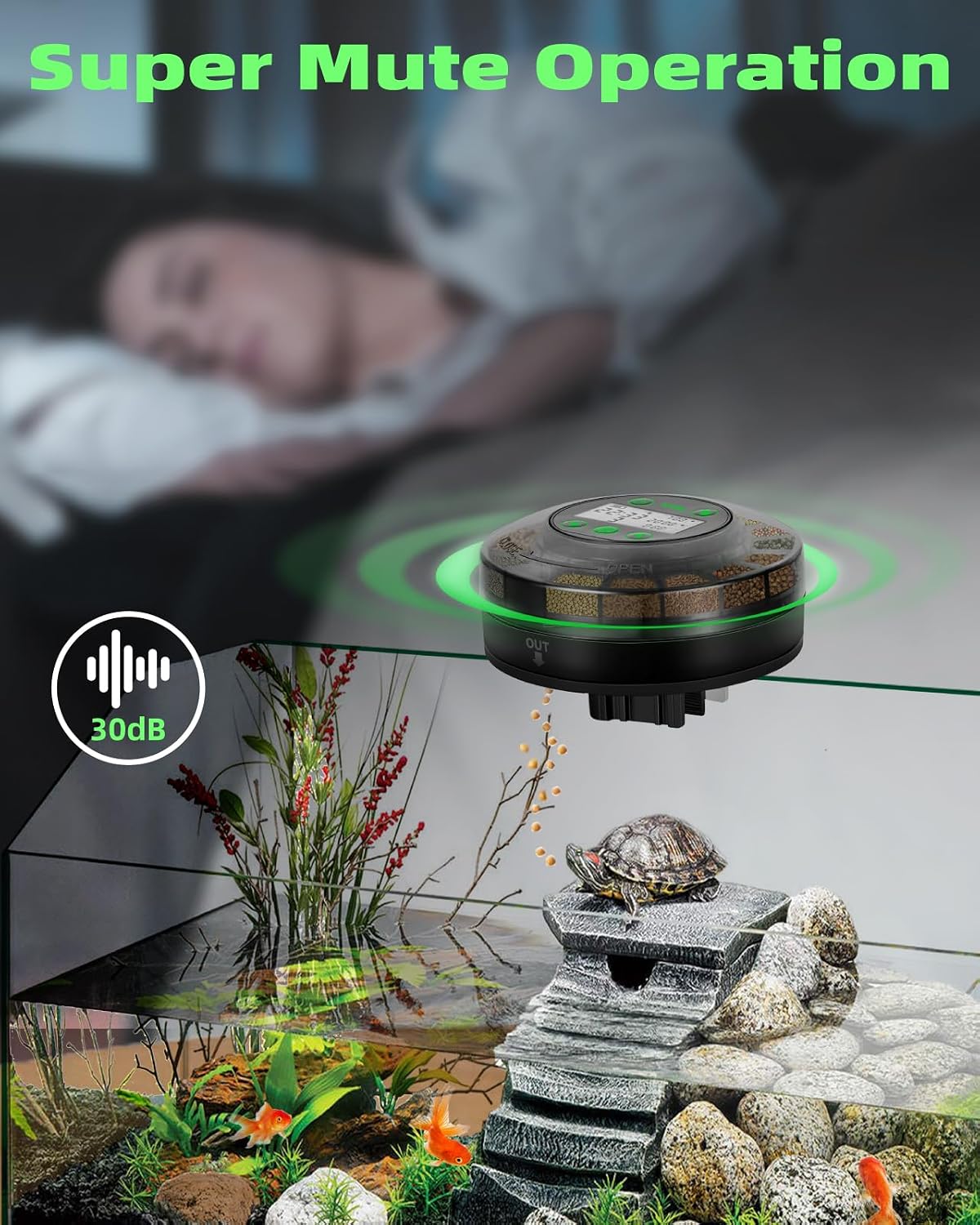 Papettly Automatic Fish Feeder for Aquarium - Auto Fish Food Dispenser for Fish Turtle Tank with USB Cable & LCD Display, Timer Fish Feeder for Vacation Weekend Holiday, with Fish Feeder Spoon - Image 6