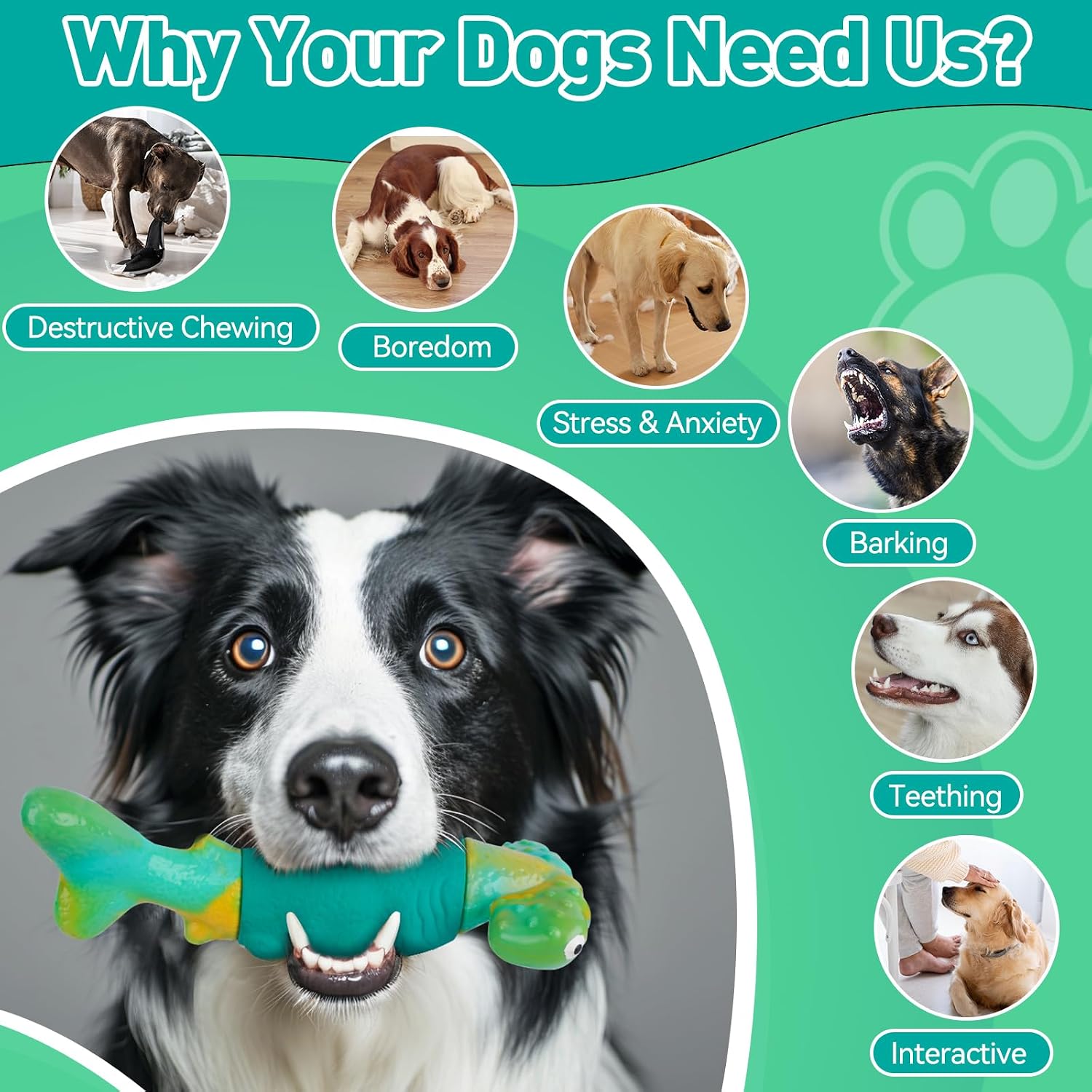 BIKIISEN Dog Toys for Aggressive Chewers, Interactive Dog Chew Toys for Large Dogs, Squeaky Chew Toys to Keep Them Busy, Tough Toys for Medium/Large Breed (Green) - Image 3