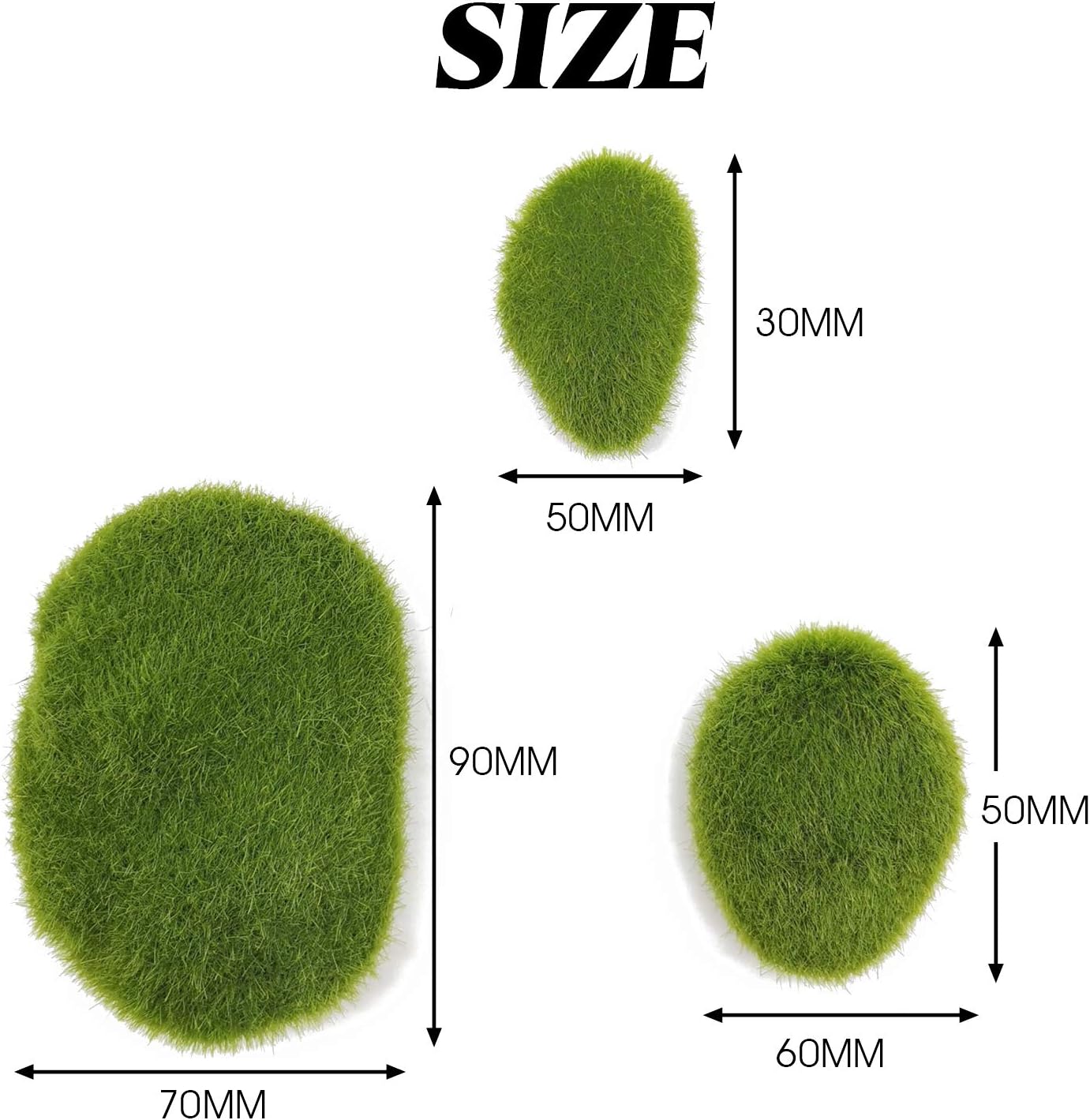 TIHOOD 30 PCS 3 Size Artificial Moss Rocks Decorative, Green Moss Balls,Moss Stones, Green Moss Covered Stones, Fake Moss Decor for Floral Arrangements, Fairy Gardens and Crafting - Image 3