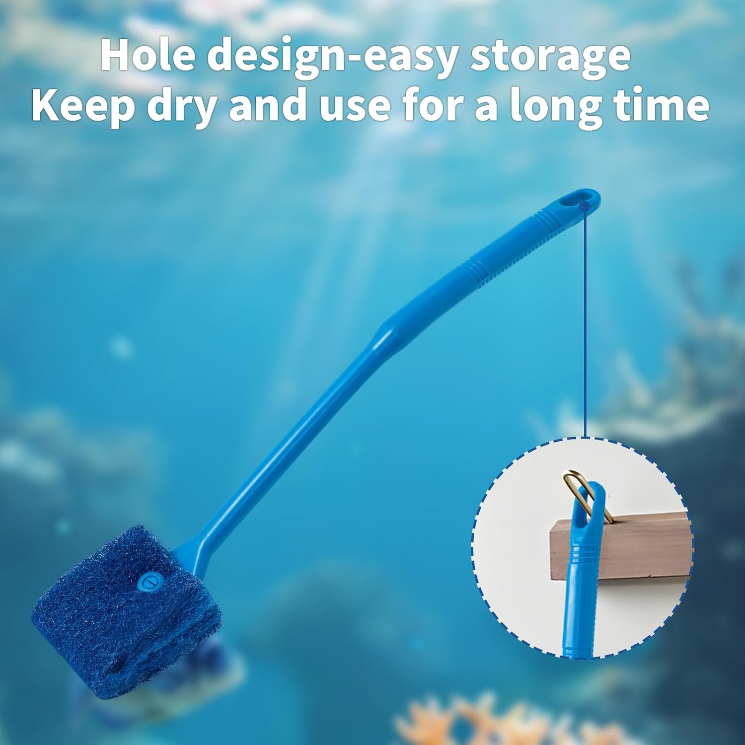 SLSON Aquarium Algae Scraper Double Sided Sponge Brush Cleaner Long Handle Fish Tank Scrubber for Glass Aquariums and Home Kitchen,15.4 inches (1) - Image 6