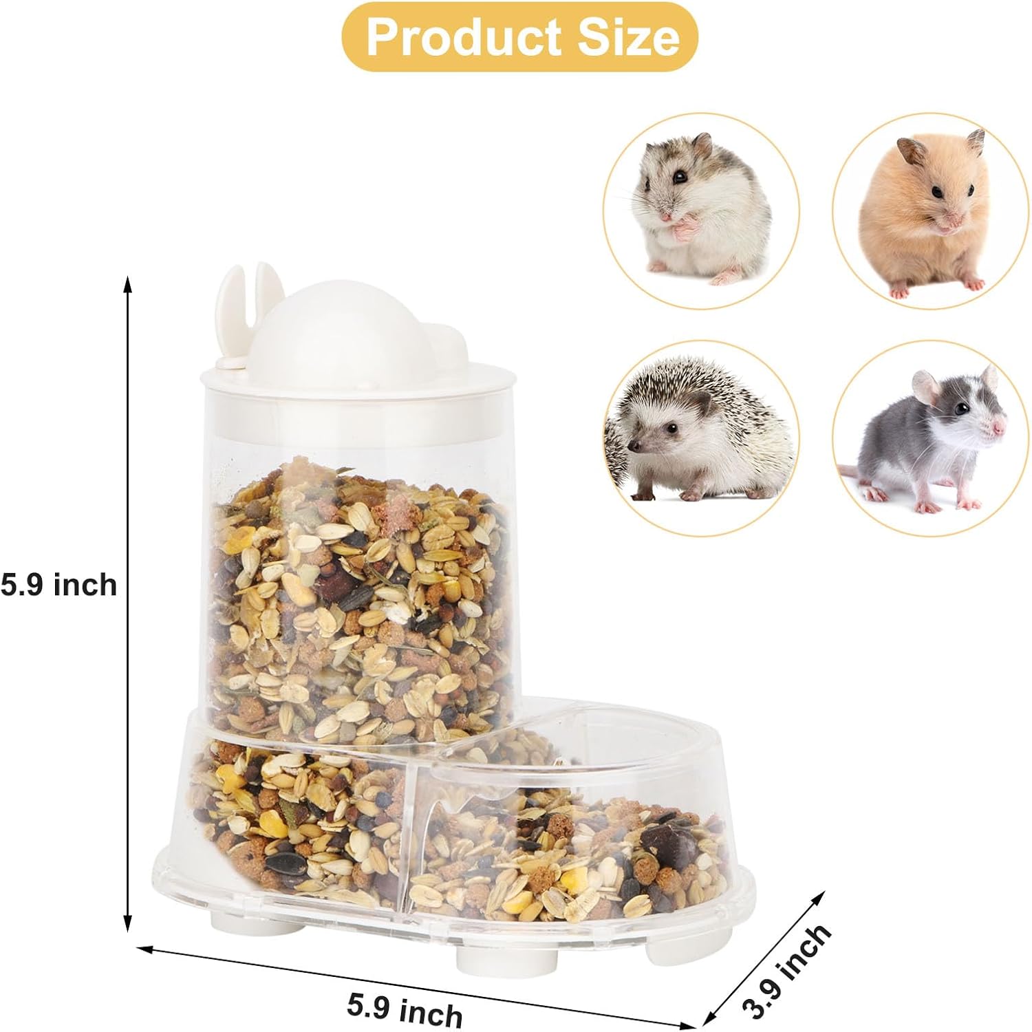Wontee Hamster Feeder Food Bowl Automatic Dispenser for Dwarf Syrian Hamsters Mice Gerbils Rats or Other Similar-Sized Small Pets - Image 4