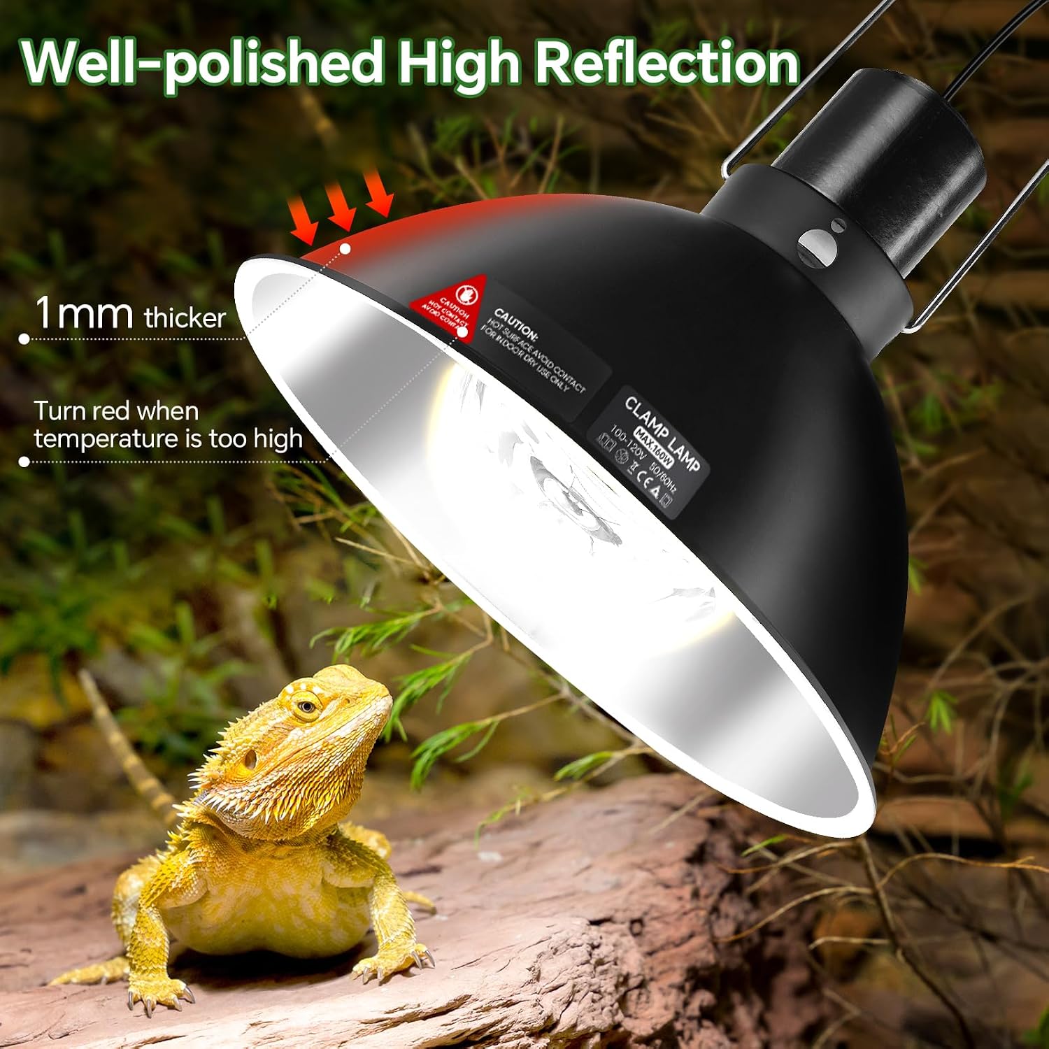 8.5 inch Reptile Heat Lamp Fixture with Thermostat and Timer,Reptile Light Fixture with Dimming Thermostat Max 150W,PID Temperature Controller for UVB Lights,Basking Heat bulbs and Terrariums - Image 8