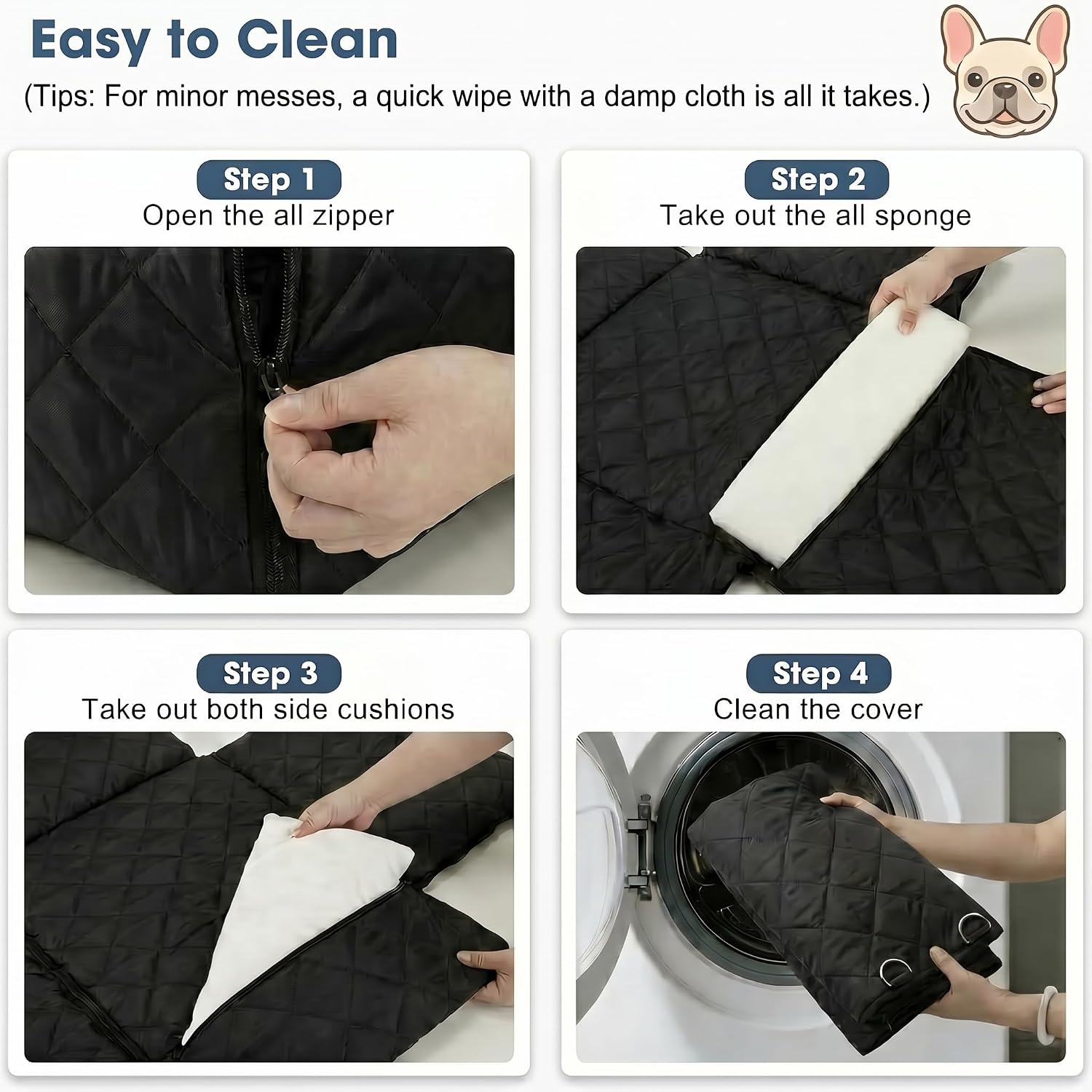 6-in-1 All-Season Waterproof Dog Car Seat, Dog Booster Seat for Small Medium Dogs, Foldable Pet Car Carrier, Travel Bed with Safety Leash, Washable Detachable Cover - Image 5