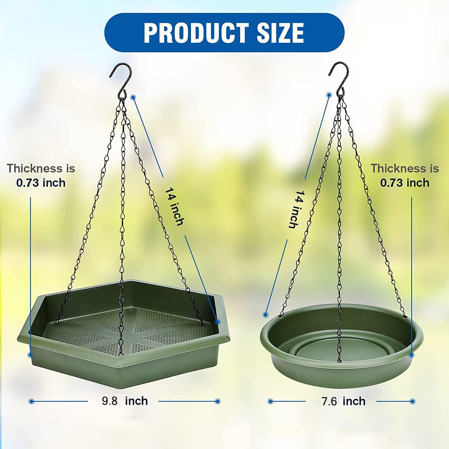 Hanging Bird Bath,2 in 1 XL Hanging Bird Feeder & Birds Bath for Outside, Birds Water Feeder,Tray for Outdoors Garden Patio Decoration - Image 2