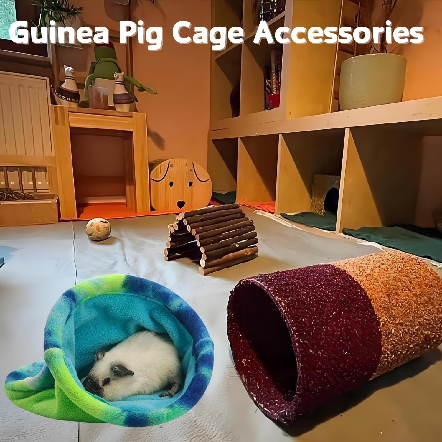 2 Pack Guinea Pig Snuggle Sack Soft Fleece Large Hideout Ferret Cozy Cave Hamster Sleeping Bag Small Animal Bed for Rabbit Bunny Chinchillas Rat Squirrel Hedgehog Cage Accessories (2 Pack, Large) - Image 6