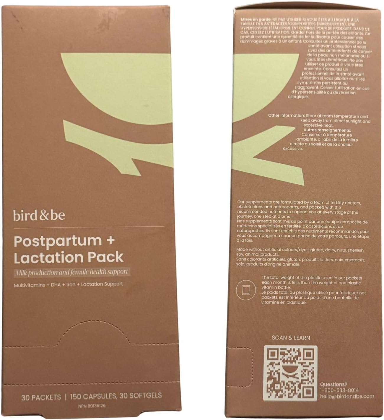 bird&be The Postpartum with Lactation Boost - Vitamins to Support Hormones, Recovery and Milk Supply for Chest/Breastfeeding - Includes DHA (Omega-3), Iron, Choline, B12-30-Day Supply - Image 7