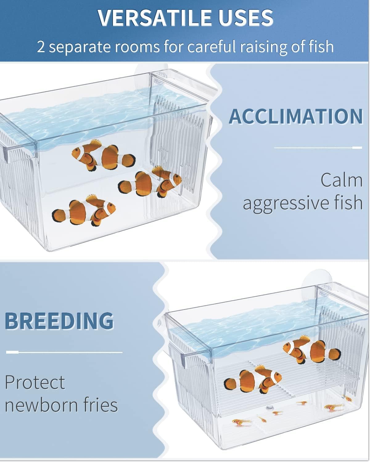 Pawfly Aquarium Fish Breeding Box Acrylic Hatchery Incubator Tank with Suction Cups Small Isolation Box for Baby Small Fish Shrimp and Betta - Image 4