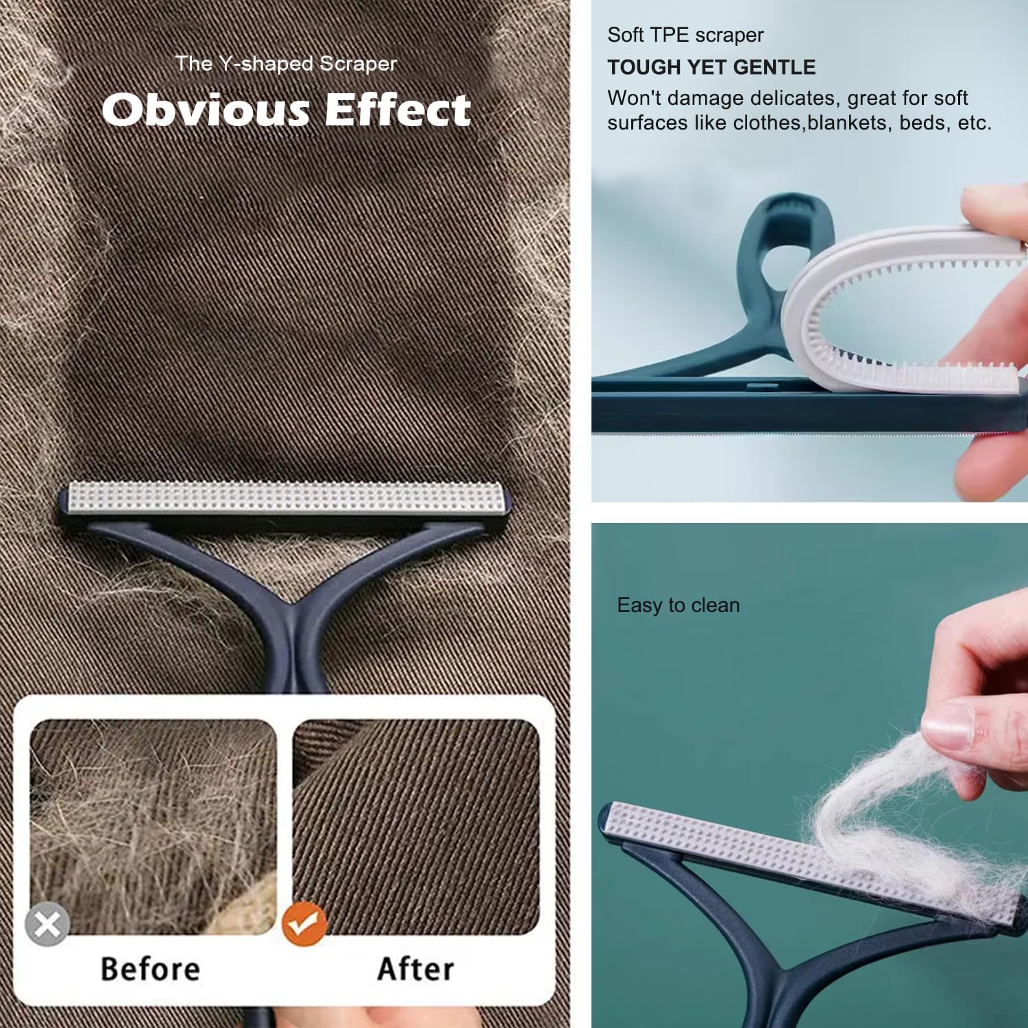 Pet Hair Remover 3-Pack, Dog Cat Hair Remover, Lint Shaver Cleaner Pro, Fur Removal Tool, Portable Carpet Scraper, Fuzz Rollers Hairball Brush for Carpets, Clothes, Car Mats, Couch, Pet Bed, Furniture - Image 3