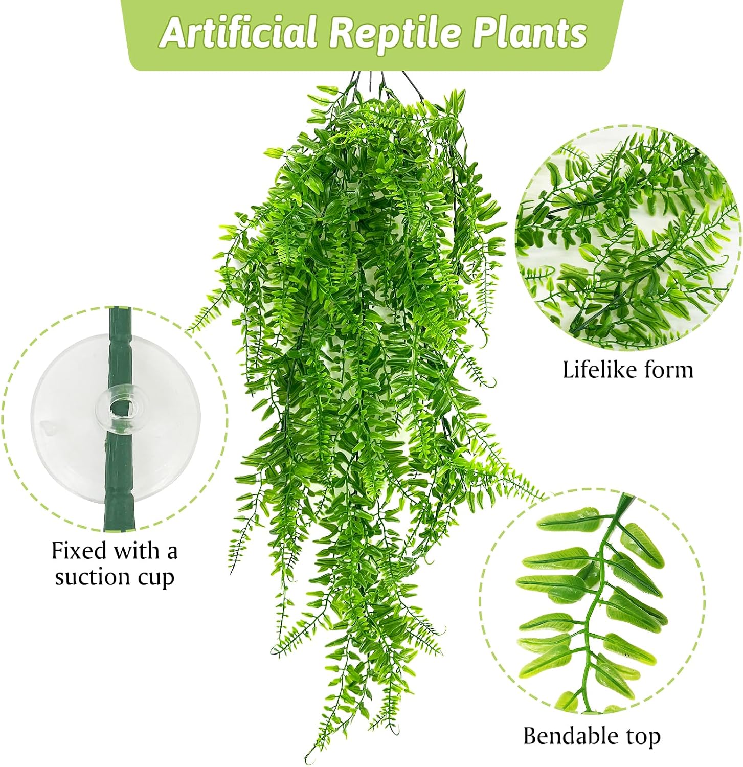 Hamiledyi 7 Pcs Reptile Plants Bendable Climbing Vines Terrarium Hanging Artificial Leaves, Bearded Dragon Tank Accessories, Habitat Decor for Snake Leopard Gecko Lizard Chameleon - Image 4