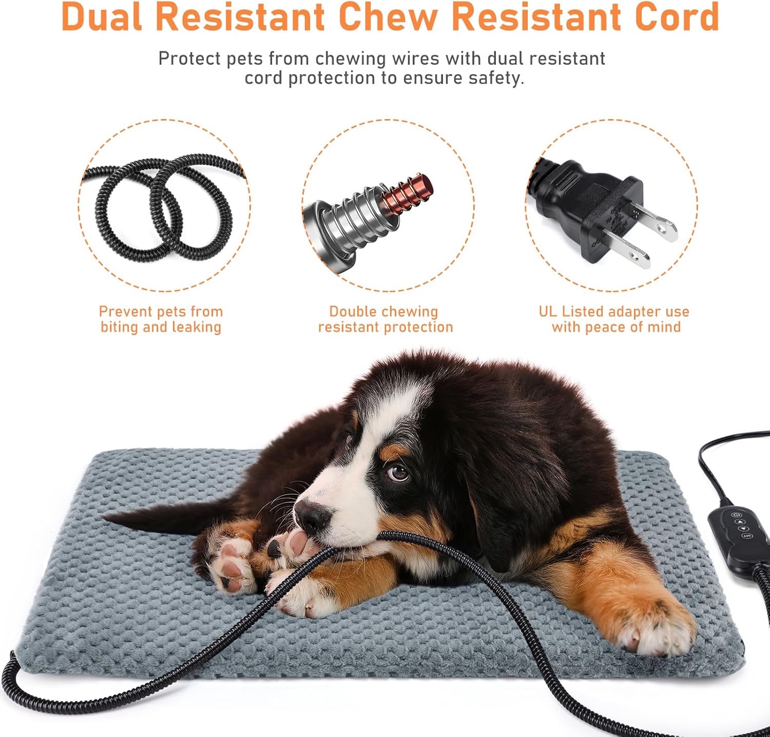 INVENHO Heated Cat Bed, Waterproof Adjustable Temperature Dog Cat Heating Pad with Timer, Indoor Pet Heating Pad for Cats Dogs Electric Pads for Dogs Cats, Pet Heated Pad (S: 18" x 16") - Image 3