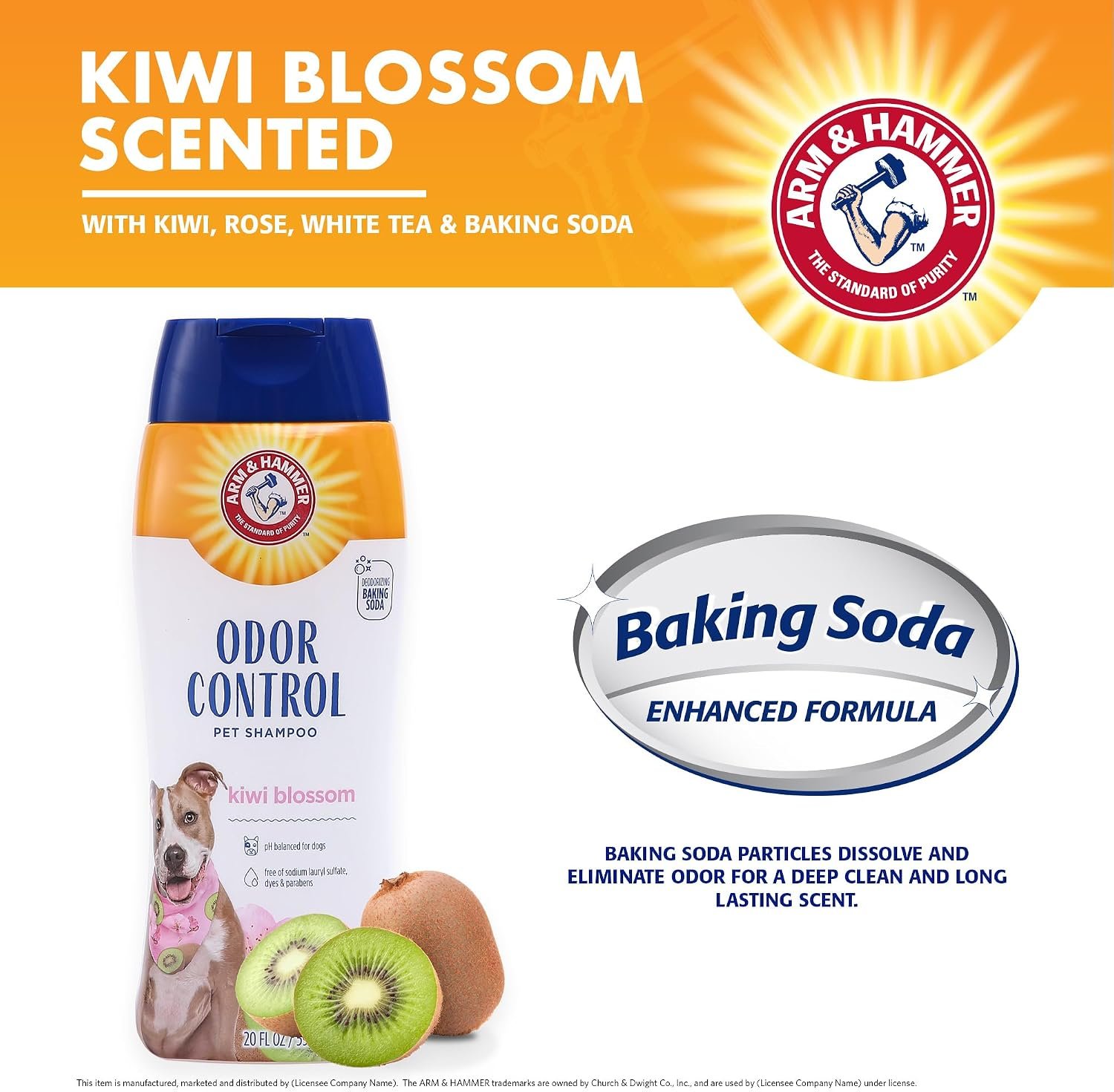 Arm & Hammer Deodorizing Dog Shampoo, Kiwi Blossom, 20 Fl Oz | Tearless, moisturizing baking soda formula for sensitive skin, safe for dogs and puppies during regular baths - Image 5