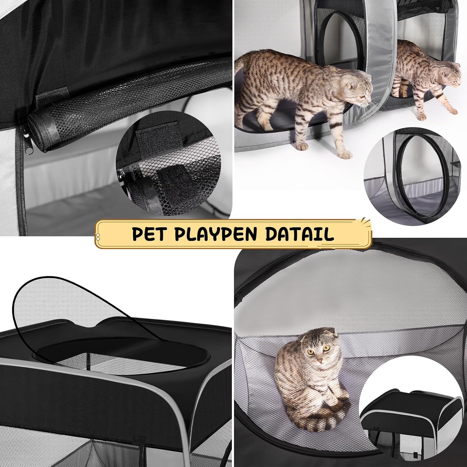 Tailtastic Large Cat Playpen with Separate Areas,Outdoo&Indoor Cat Enclosures,Portable Pet Playpen for Indoor Cats,Puppy and Small Animals, Dog Playpen with Carrybag. | Ideal for multi-pet households, works as birthing & nursing den, pet-safe soft material, prevents escape & furniture damage - Image 5