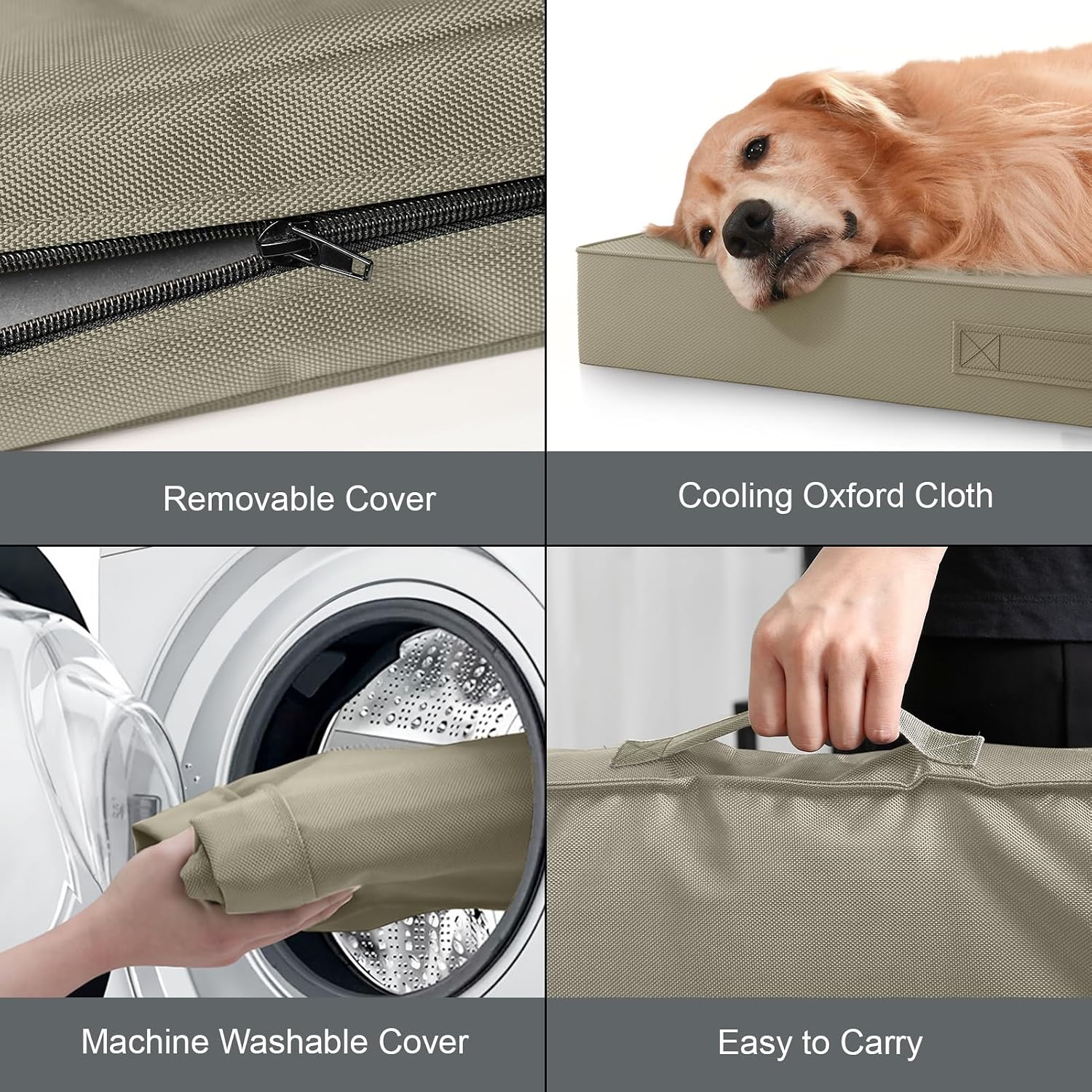 Outdoor Extra Large Dog Bed XXL for Giant Breed Dogs | Egg Crate Orthopedic Foam, Fits 48x30 Crates, TPU Waterproof Layer, Machine Washable 1680D Oxford Cover, Up to 110 lbs - Image 6