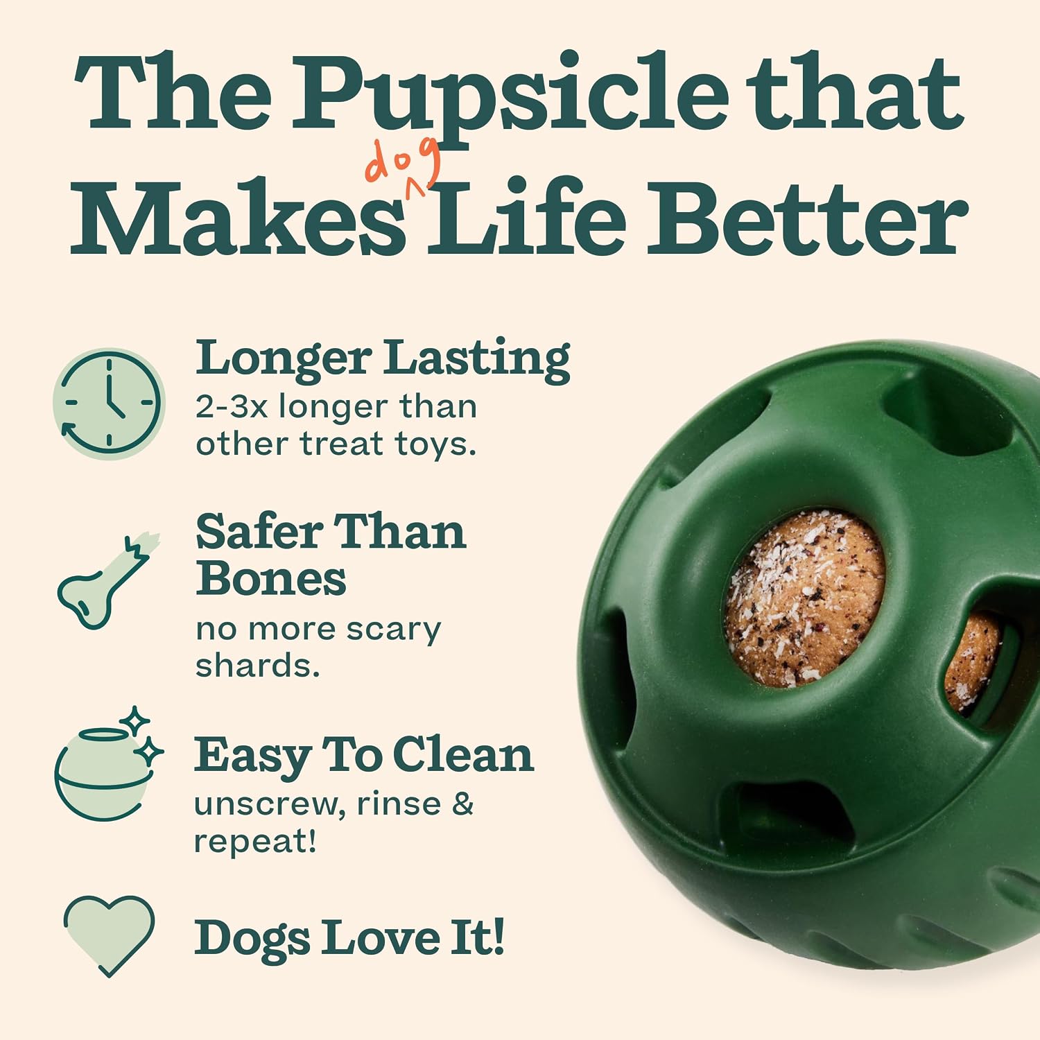 WOOF Starter Pack - Interactive Dog Ball Toy for Boredom - Dog Treat Molds Silicone - Chicken-Flavored Healthy Treats for Dogs - Pupsicle Doggy Enrichment Toy - for Small Pups - 10-25 lbs - Image 3