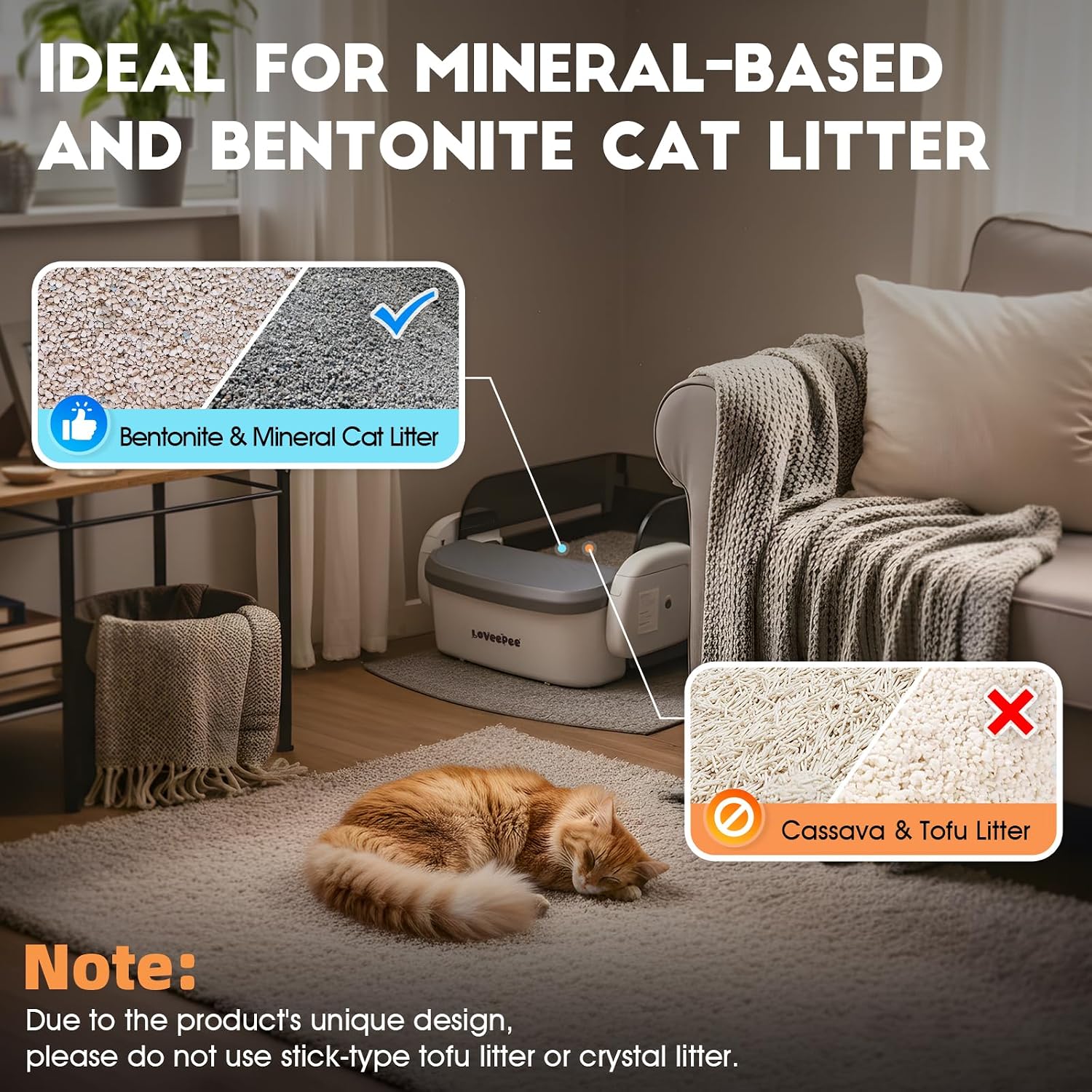 Self Cleaning Litter Box,Fully Open Automatic Litter Box with App Control for Multiple Cats,Electric Litter Robot with Triple Sensor Protection,10L Waste Bin,Include 1 Roll Liners - White - Image 7