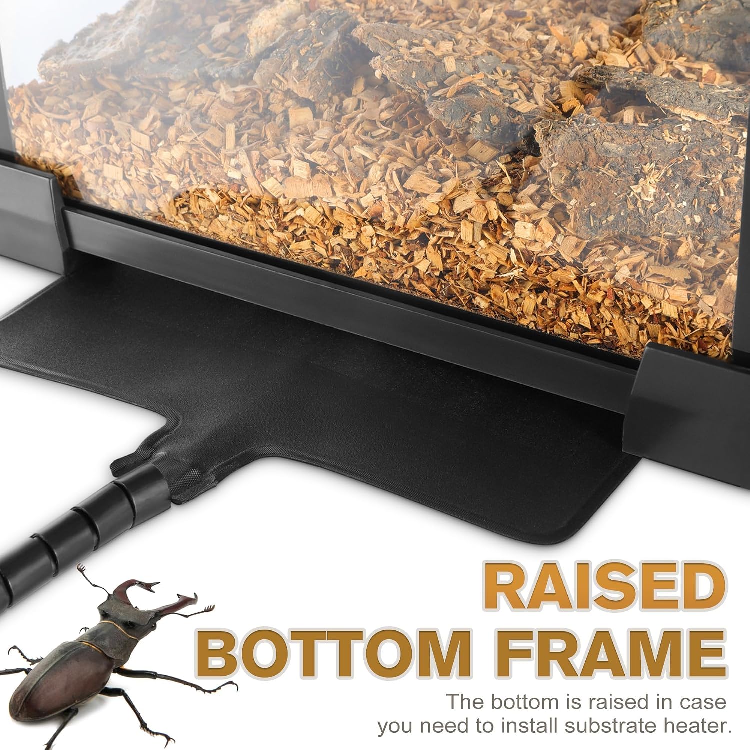 20"x12"x10" Reptile Terrarium, Escape-Proof Glass Terrestrial Vivarium for Small Desert Reptiles Such as Leopard Geckos, with Escape-Proof Lock & Feeding Hatch - Image 4