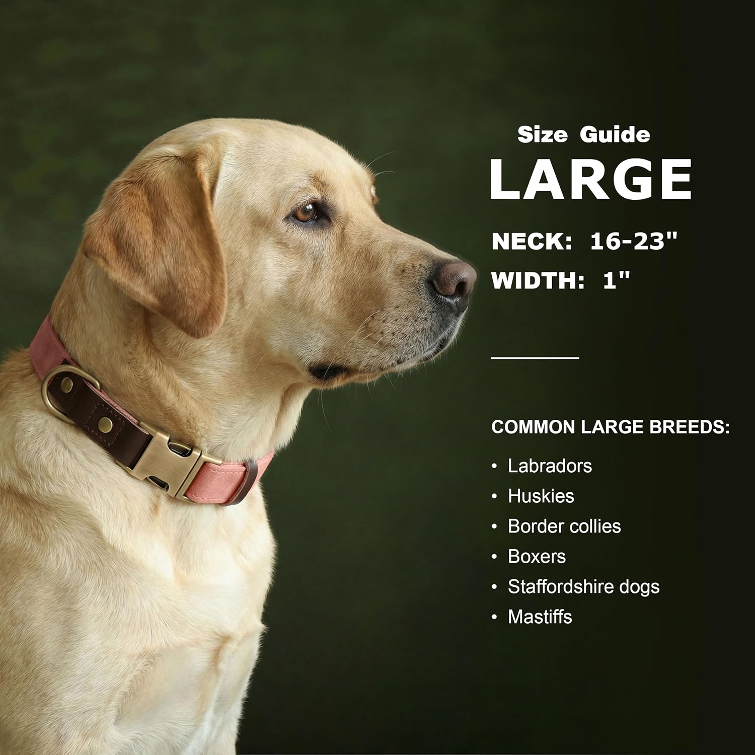 Didog Soft PU Leather Dog Collar for Large Dogs,Classic Adjustable Dog Collars with Quick Release Metal Buckle,Easy Clean and Comfortable with Nylon Lining,Pink,L Neck 16-23" - Image 3