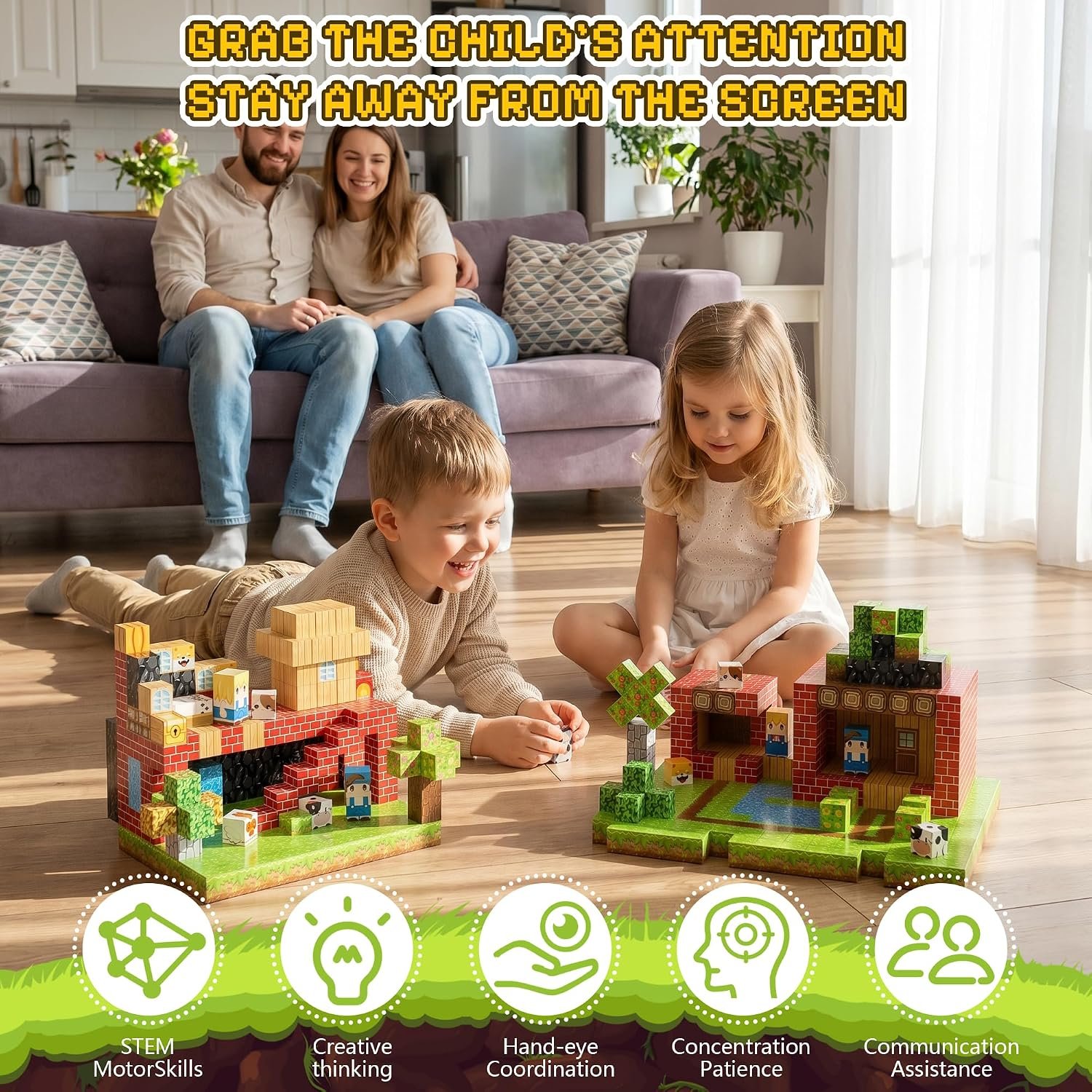 100PCS Magnetic Blocks, Magnetic Building Blocks, 0.78in Magnetic Building, STEM Game Stacking Toys for Kids, Birthday Gifts for Boys and Girls Age 3+ Years Old - Image 2