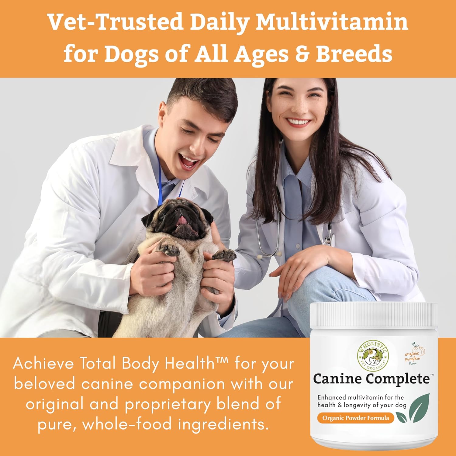 Organic Dog Vitamins with Organic Pumpkin Protein - 1 Lb - 45 Scoops | Canine Complete - Daily Dog Multivitamin with Prebiotics, Probiotics for Immune Support, Skin Coat, Digestion, Stool Quality - Image 4