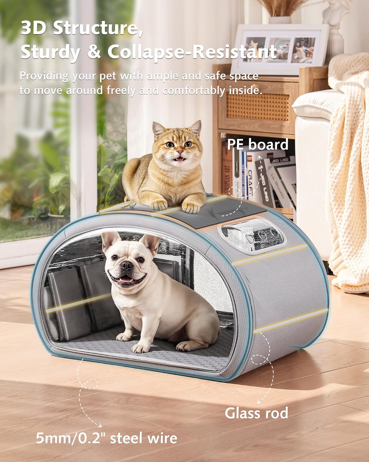 Pecute Cooling Dog House,with Cooling Mat for Small Dogs,Cat Bed,L,Gray | 6 Ice Packs for Cooler,Aluminum Film Insulation System,Breathable, Cool, Safe, and Sturdy AC Room for Cats in Hot Summer Days - Image 5