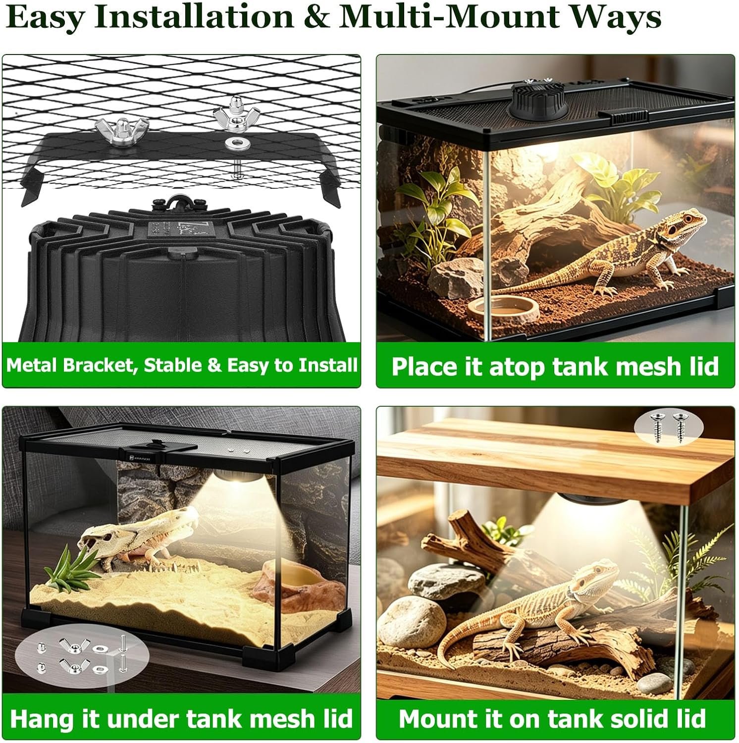 UVB Light for Reptiles Separate Daylight & UVB 10.0/5.0/3.0 Reptile Light Fixture 10W LED Lamp with 24H Cycle Timer UVA UVB Light for Bearded Dragon, Chameleon, Gecko - Image 2