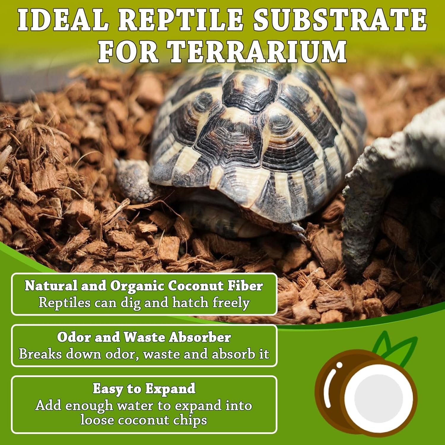 ZeeDix Coconut Husk Chip Substrate for Reptiles, 6 Pack Coconut Husk Mulch | Organic Coco Coir Chips for Snake Habitat, Reptile Bedding for Ball Python, Tortoises, Geckos, Lizards Terrarium Tanks - Image 5
