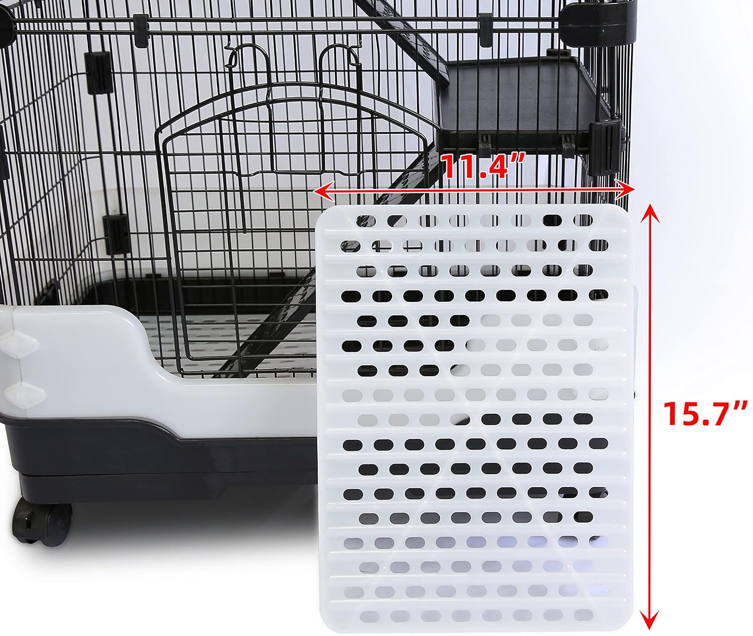 Homey Pet Rat Cage, Small Animal Cage for Ferret, Chinchilla, Guinea Pig | Lockable Wheels, Splash Guard, Easy-Clean Pull-Out Grid Tray, Non-Slip Ramp, Wide Shelf, Safe Lock, Chew-Proof, Black 3-Tier - Image 4