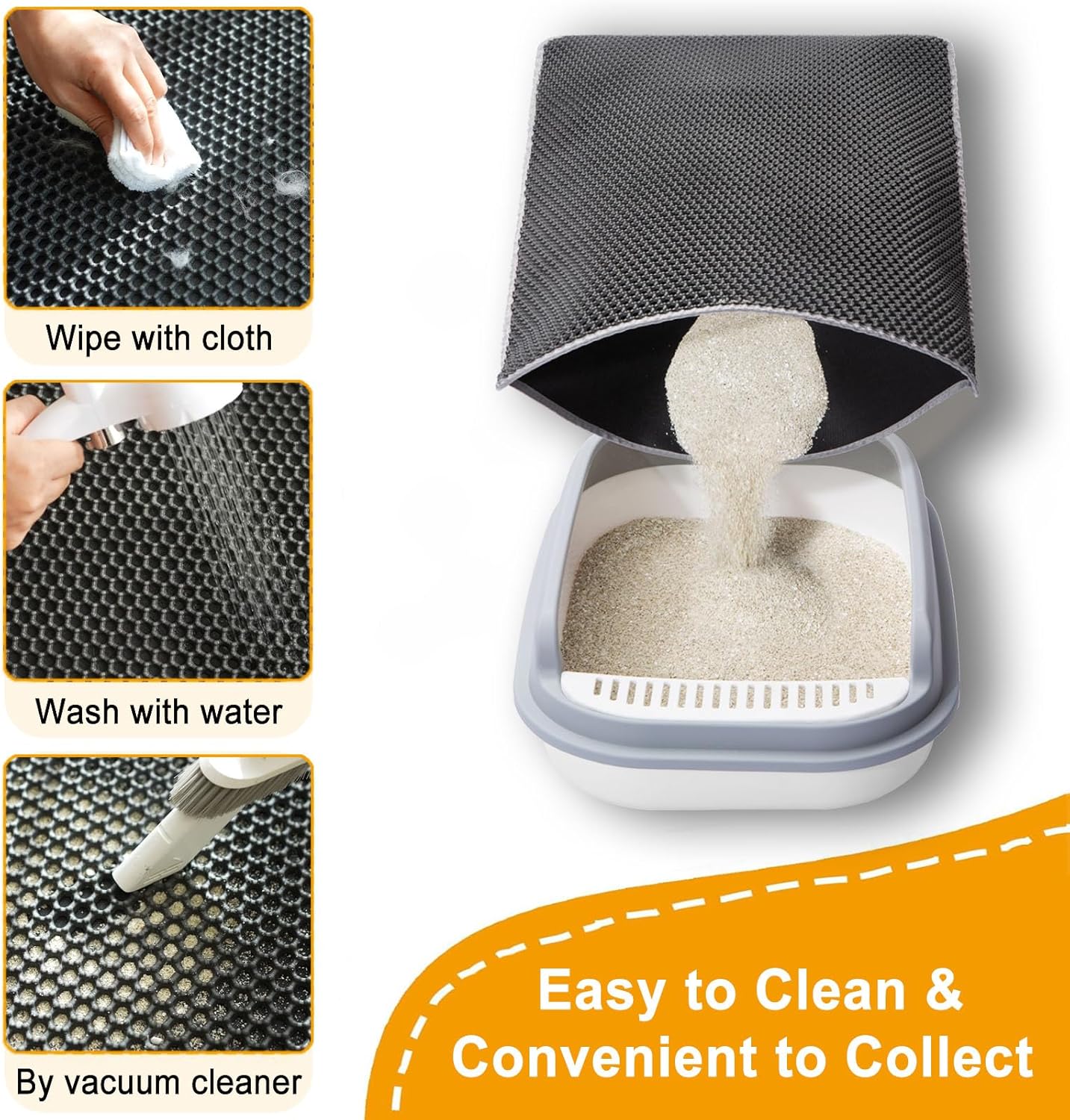 Cat Litter Mats-Extra Large 47''x36'' Litter Trapping Mat for Cat-XXL Litter box Matt for Floor-2 Layer Catcher Rug for Pet kitty Litterbox-Waterproof Urine Proof,Non-Slip - Image 2