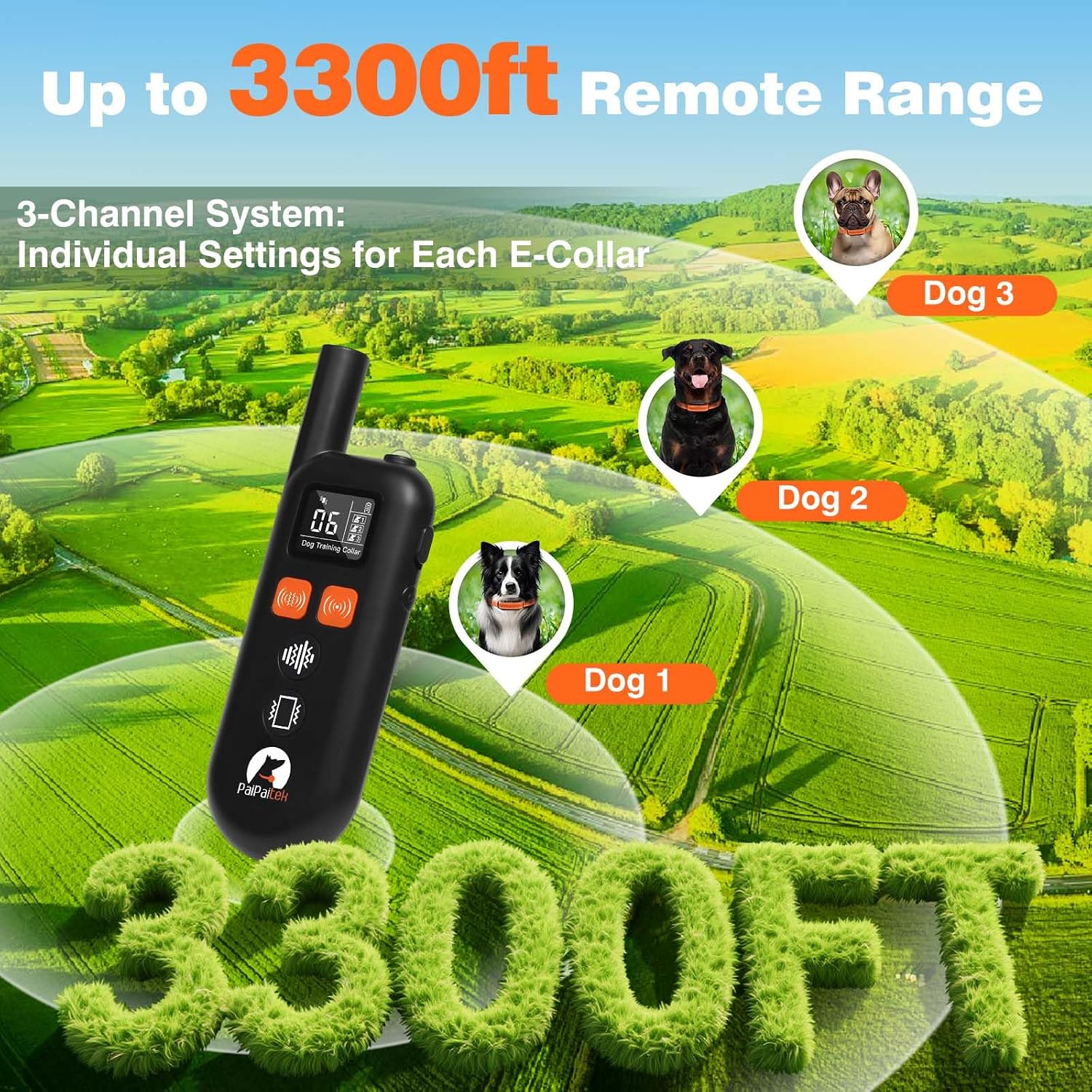 Vibrating Dog Collar No Shock - 3300ft Dog Training Collar with Remote for 10-120lbs Small Medium Large with Beep, Vibration, Ultrasonic Modes, Security Lock & No Prongs - Image 4