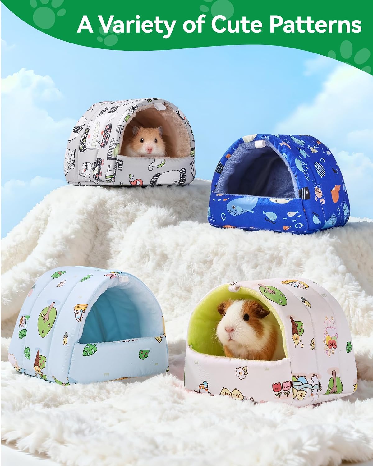 2 PCS Hamster Hideout,Washable Hamster Bed Hamster Bed Hut Hamster House, Small Animal Cage Accessories for Mouse Hedgehogs Ferrets Bearded Dragons and Rats - Image 3