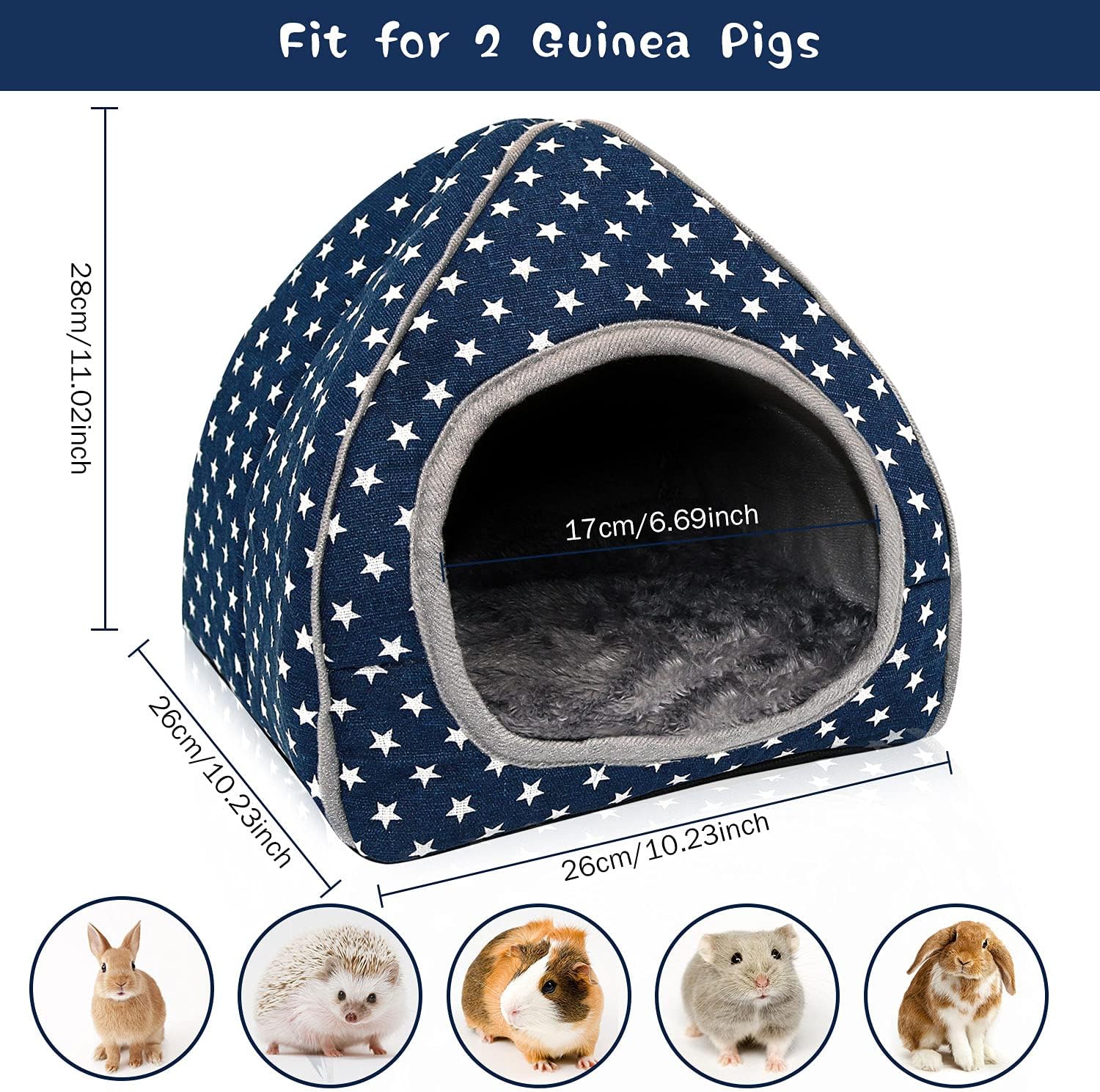 BWOGUE Guinea Pig House Bed Cozy Hamster Cave Large Hideout for Dwarf Rabbits Hedgehog Bearded Dragon Winter Nest Hamster Cage Accessories - Image 2