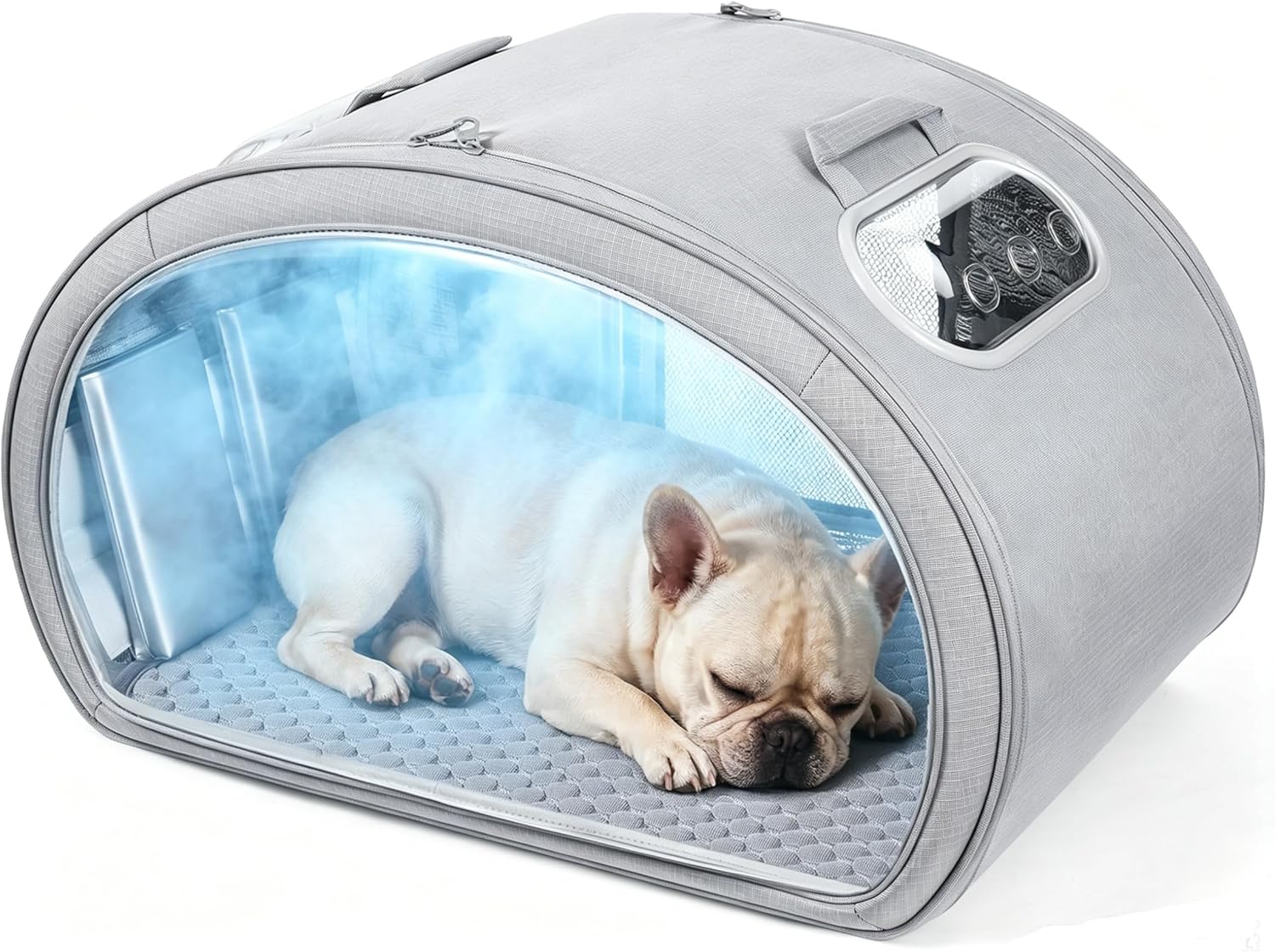 Pecute Cooling Dog House,with Cooling Mat for Small Dogs,Cat Bed,L,Gray | 6 Ice Packs for Cooler,Aluminum Film Insulation System,Breathable, Cool, Safe, and Sturdy AC Room for Cats in Hot Summer Days