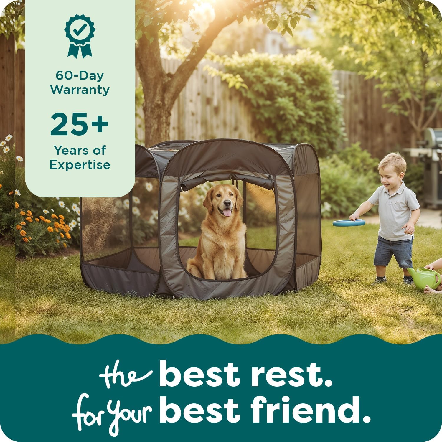 FurHaven Soft-Sided Dog & Cat Playpen, Portable Foldable Indoor & Outdoor Pet Playpen with Mesh Windows & Zippered Door, Sailor Blue, Extra Large - Image 9