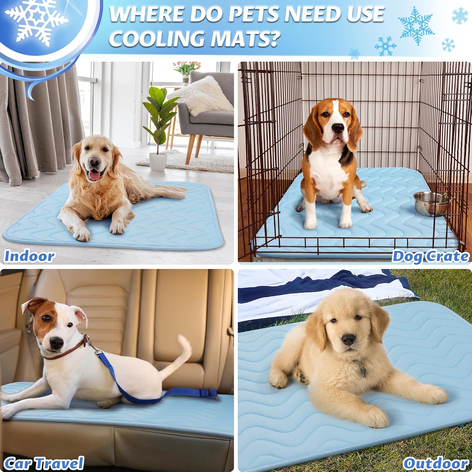 Dog Cooling Mat for Large Dogs, 40"x28" Breathable Self Cooling Crate Mat for Dogs & Cats, Portable Washable Pet Cooling Pad for Kennel, Sofa, Bed, Floor, Car Travel Indoor Outdoor Summer Use - Image 6