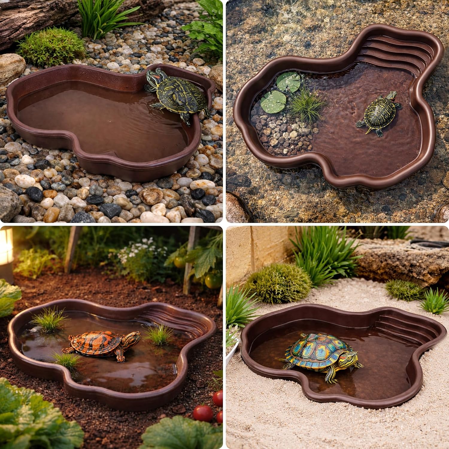 Petmolico Large Reptile Water Dish with Non-Slip Bottom – Snake Water Bowl,Tortoise Habitat Accessories for Turtle,Gecko,Lizard,Bearded Dragon - Image 7