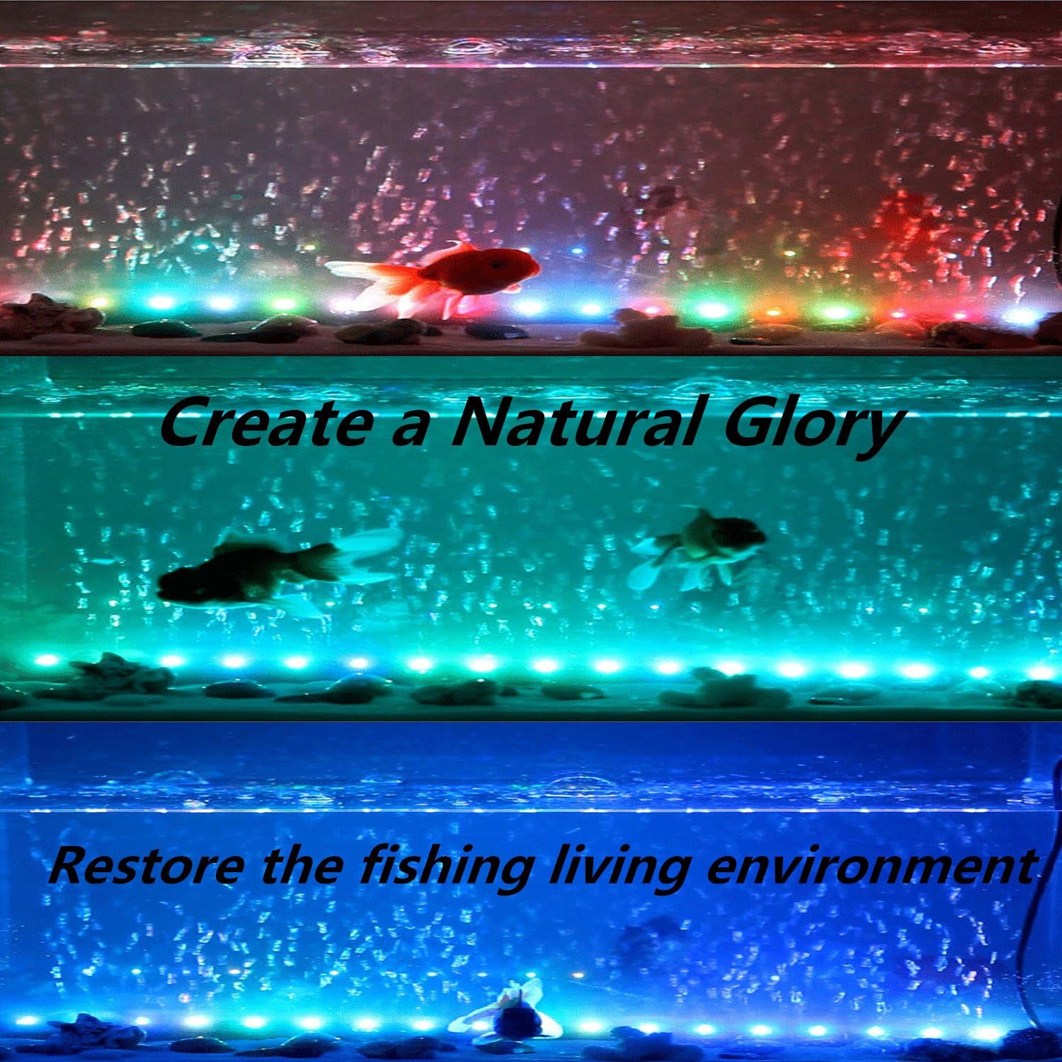 15 inches LED Aquarium Light, 2.5W Fish Tank Light Underwater Light Submersible Crystal Glass Lights, 21 LED Beads 12 Colors 19 Modes Brightness Adjustable Memory Function IP68 Waterproof - Image 7