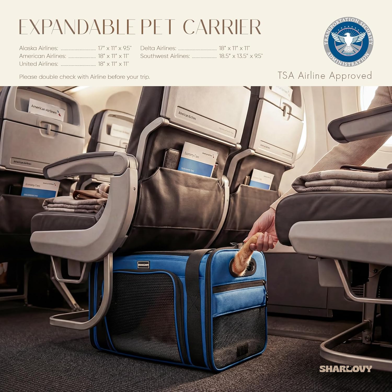 Top and Side Expandable Pet Carrier with Treat & Pet Window,18x13x9.5 Inch Southwest Frontier Airline Approved,Soft-Sided Dog Carrier for Small Dogs and Cats,Travel Cat Carrier with Self-Locking - Image 3