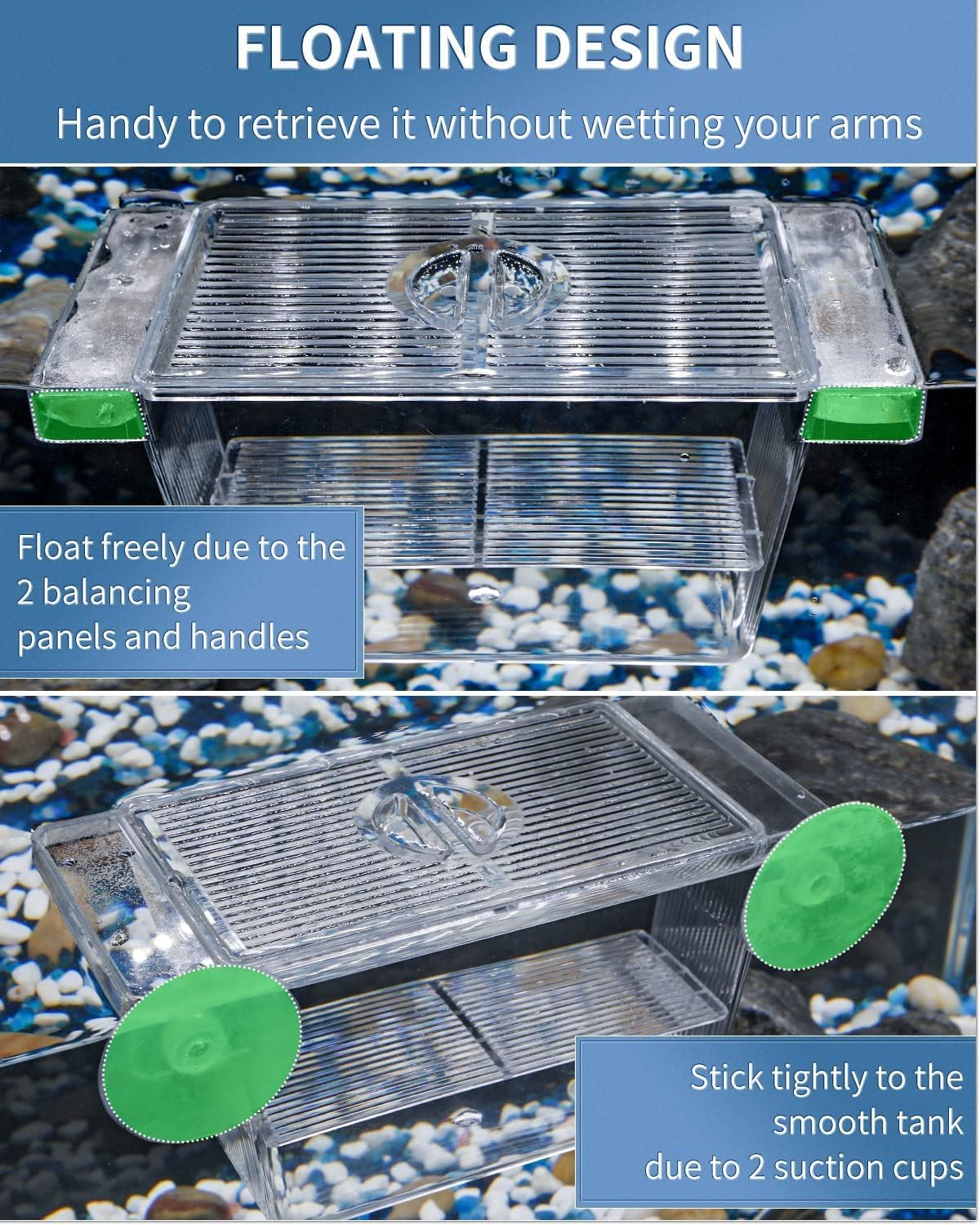 Pawfly Aquarium Fish Breeding Box Acrylic Hatchery Incubator Tank with Suction Cups Small Isolation Box for Baby Small Fish Shrimp and Betta - Image 6