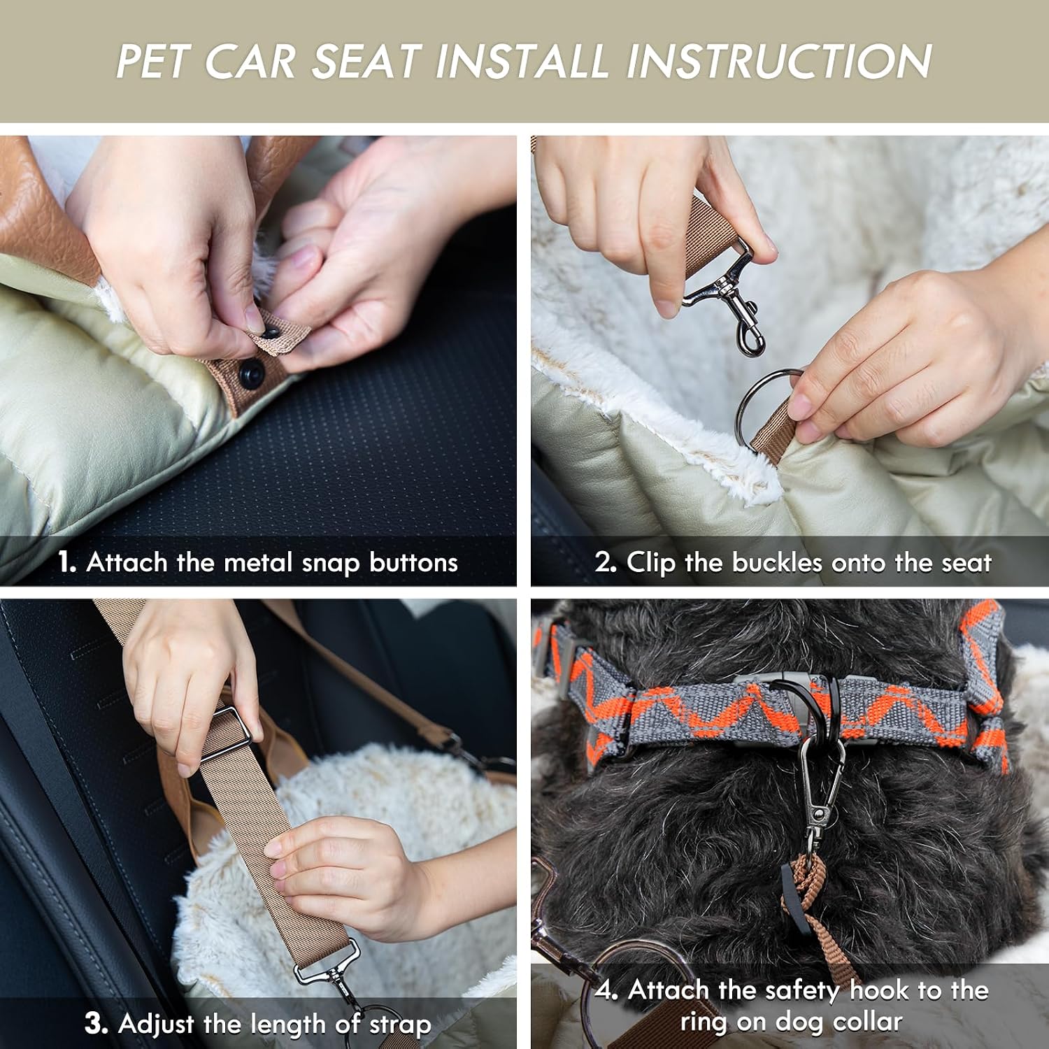ClevaHome Small Dog Car Seat & Travel Carrier & Pet Bed, Soft Fleece Interior for Dogs up to 10lbs, Stylish Pet Travel Tote for Indoor and Outdoor Use - Image 6