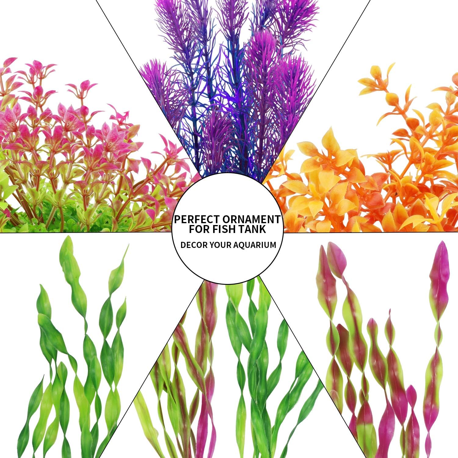 MyLifeUNIT Artificial Aquarium Plants, Plastic Fish Tank Plants for Aquarium Decorations, Pack of 7 (Style B) - Image 3
