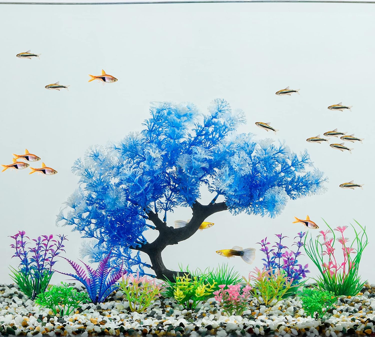 MyLifeUNIT Fish Tank Decorations, 15 Pack Artificial Aquarium Plants Tree Set for Fish Tank Decor (Bule Set) - Image 7